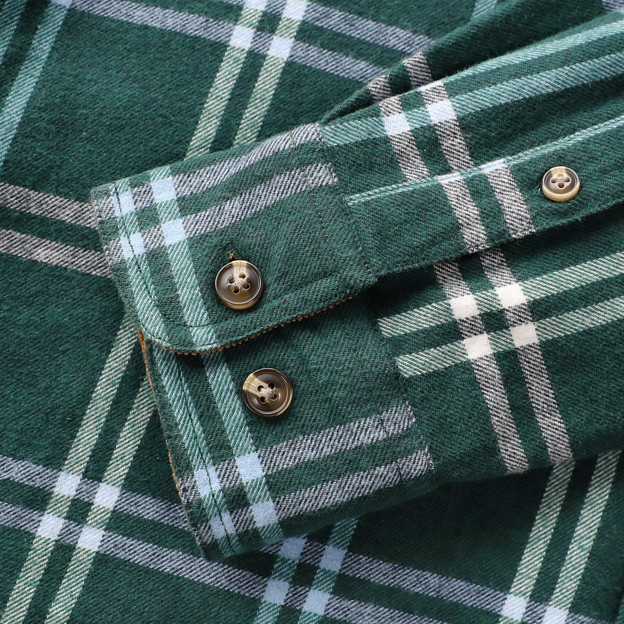 Dubinik? 6oz Mens Green Flannel Shirt Long Sleeve Button Down Plaid All Cotton Soft Brushed Flannel Shirt For Men Utility Casual Shirt #0030018