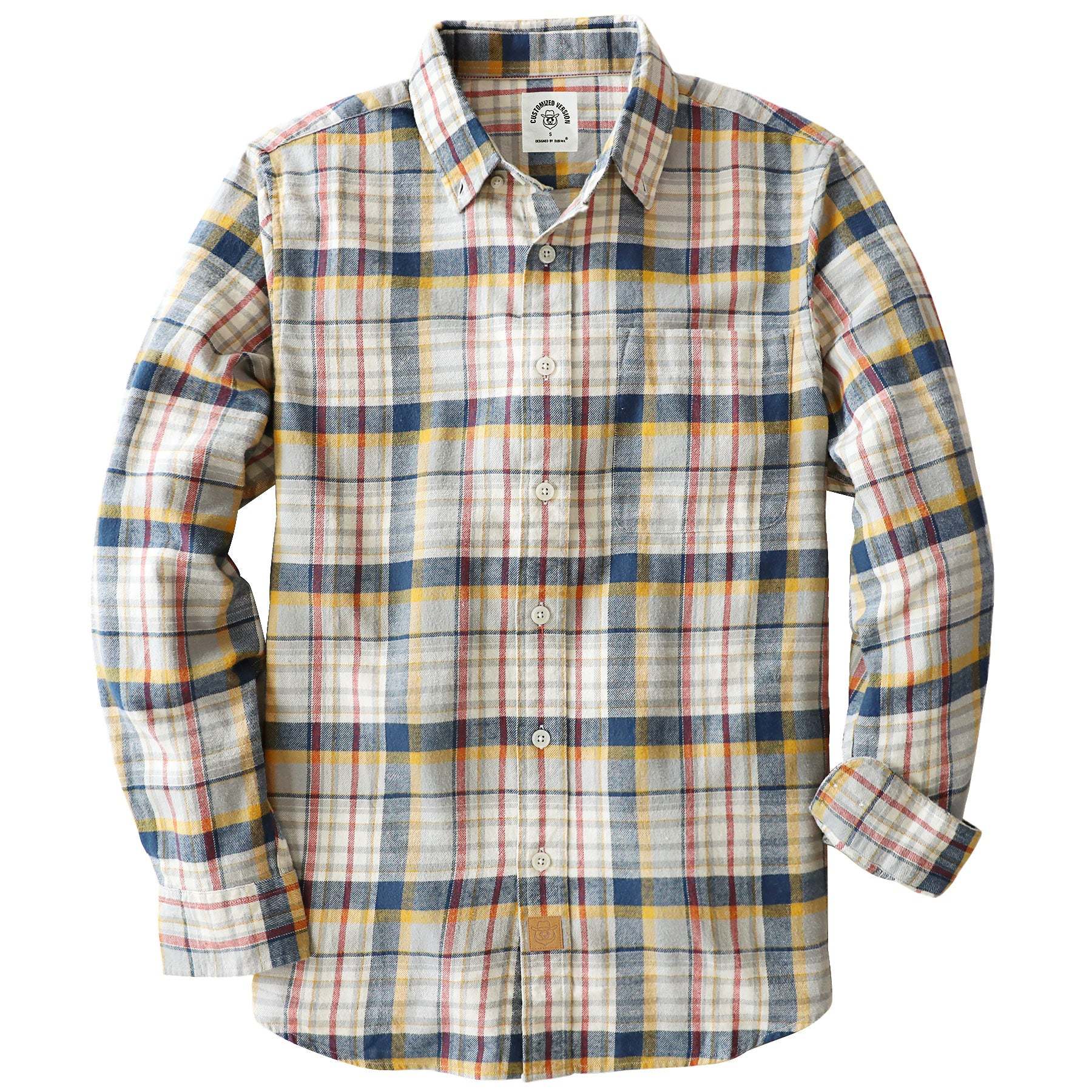 Dubinik? 6oz Flannel Shirt for Men 100% Cotton Mens Flannel Shirts Long Sleeve Plaid Soft Casual Button Down Shirt Men#66008