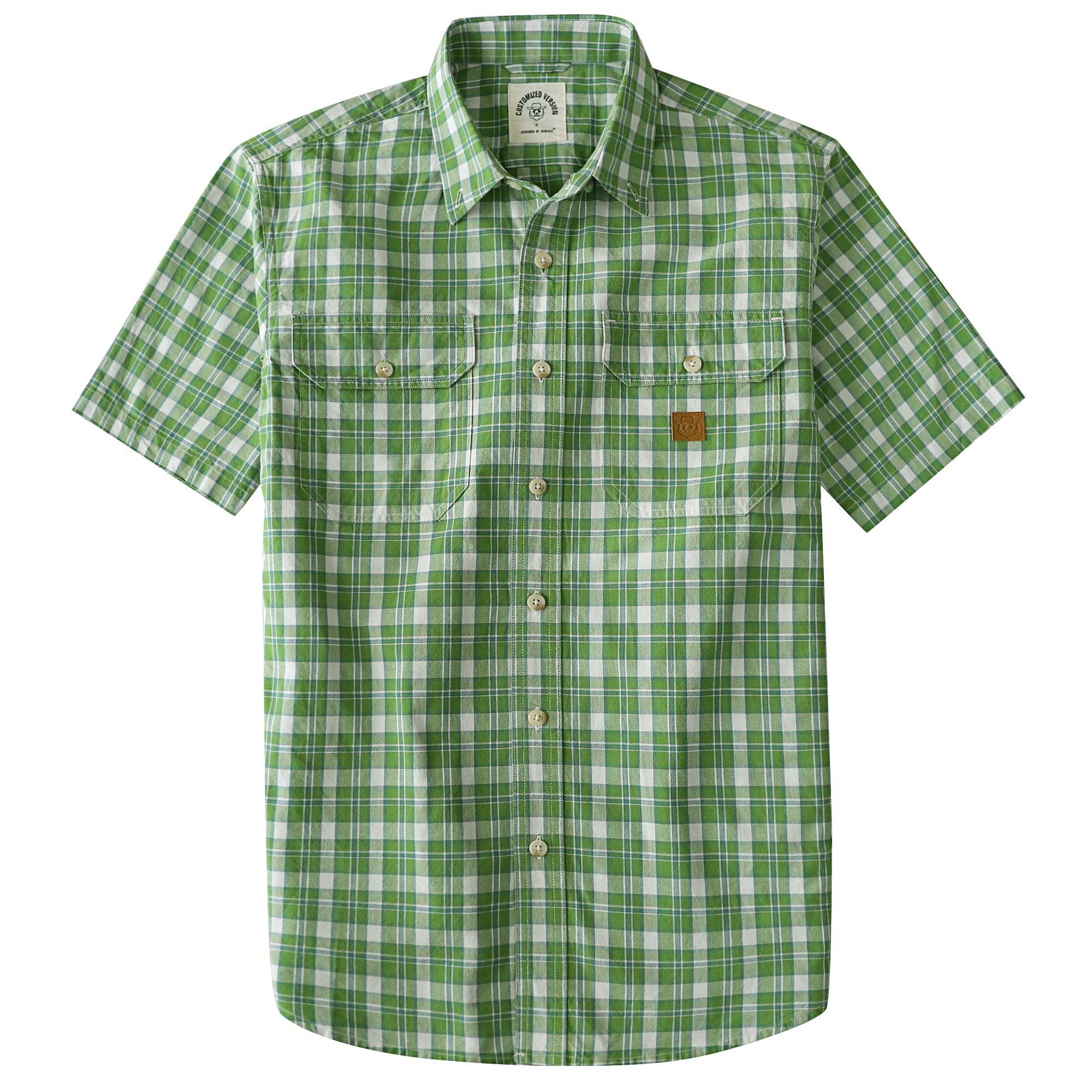Dubinik? Men’s Short Sleeve Button-Down Shirt, Double Pockets, Casual Workwear Plaid#10174