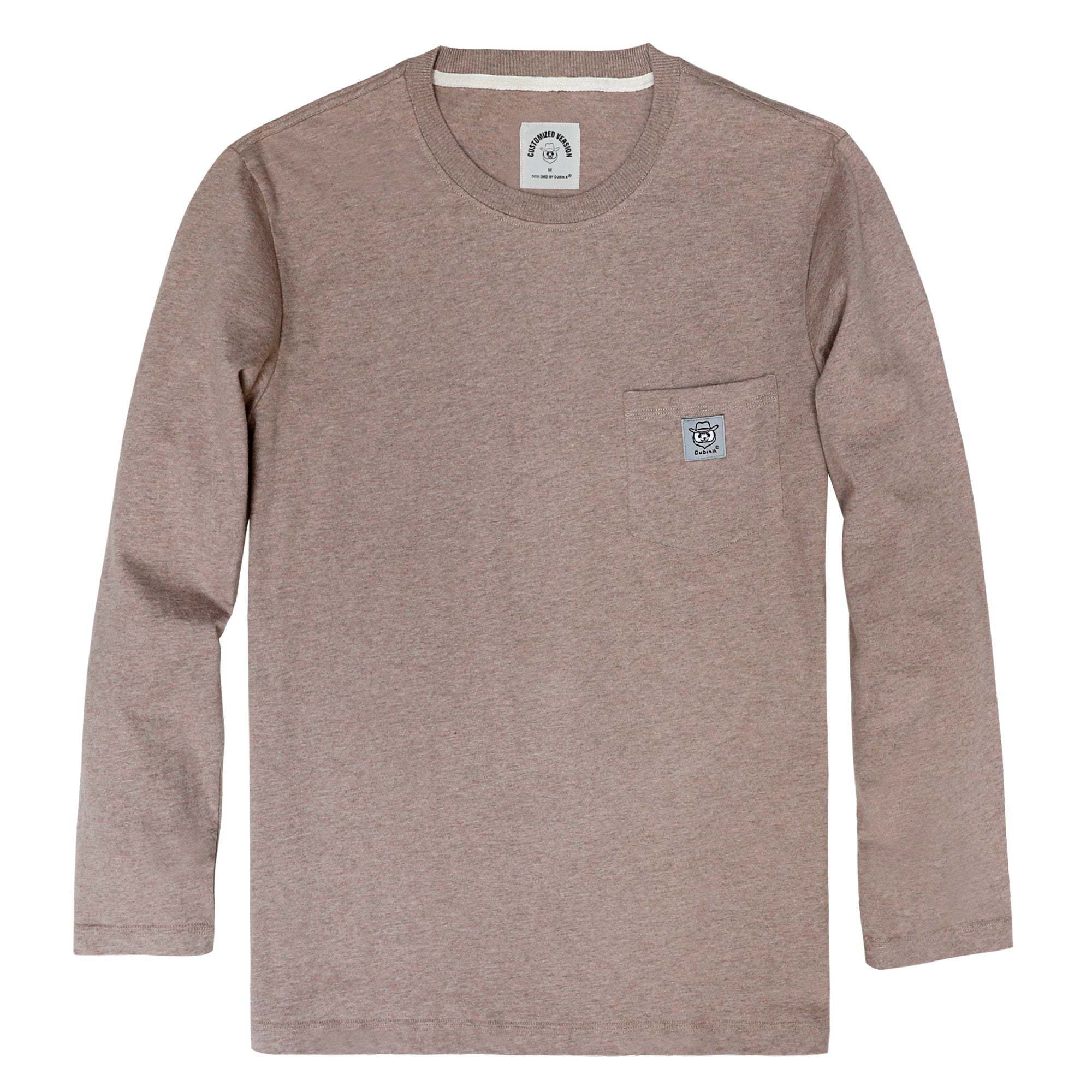 Dubinik? Men's Long Sleeve T-Shirts 100% Cotton Heightwight Workwear with Pocket#31205