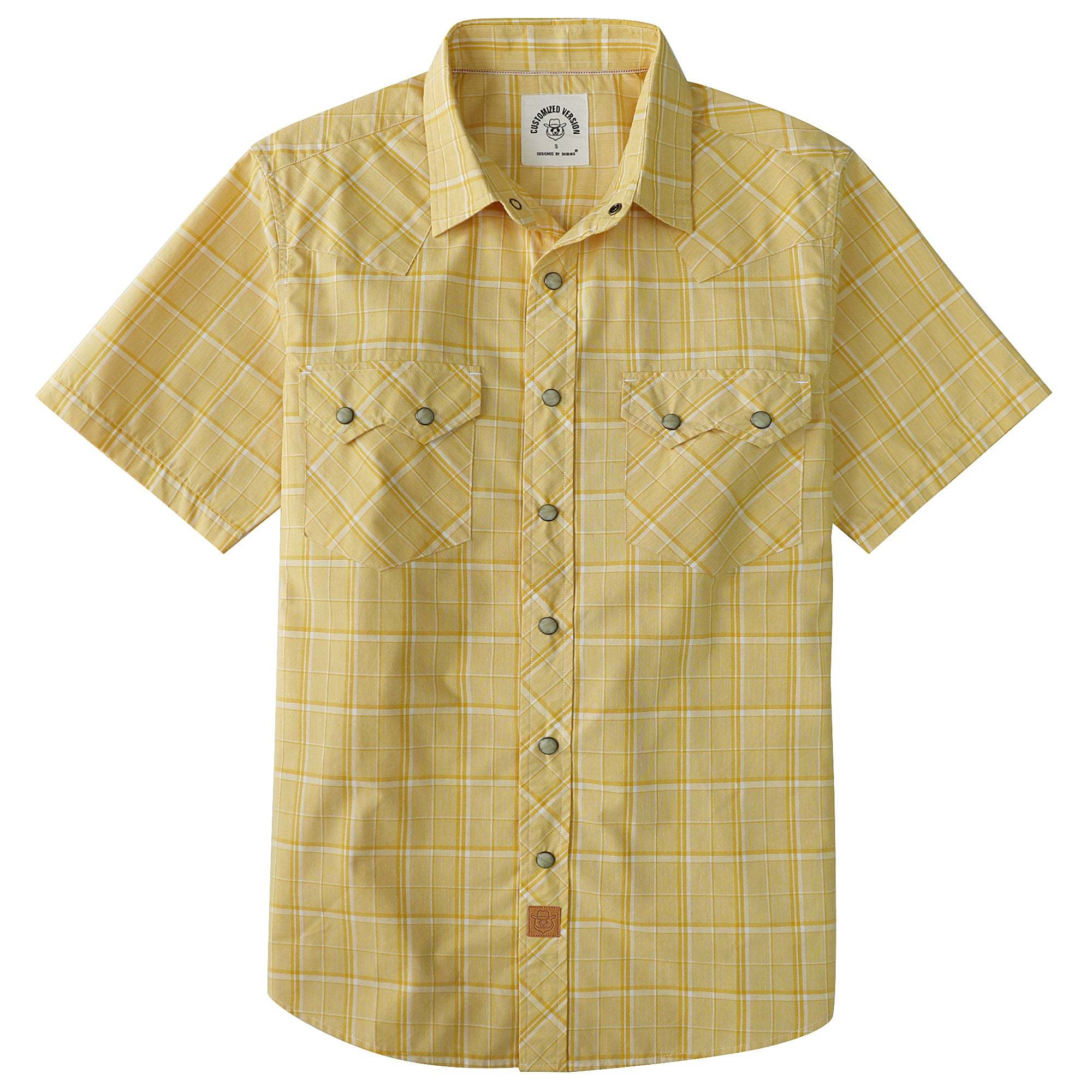 Dubinik? Men's Pearl Snap Sawtooth Pocket Western Plaid Shirt Short Sleeve#47011