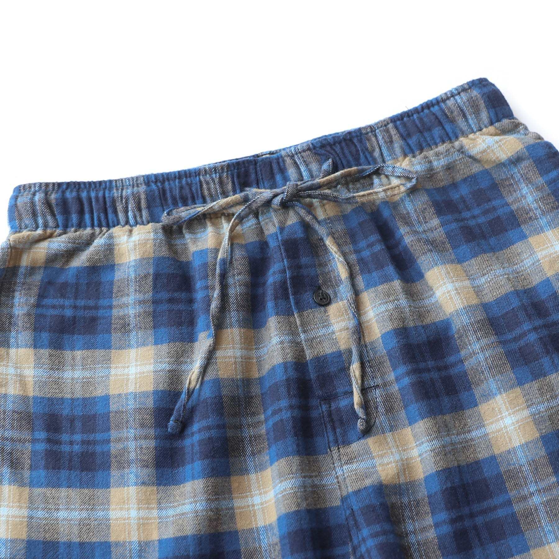 Cotton Flannel Pajama Plaid Sleep & Lounge Pants, PJ Bottoms With Pockets And Button Fly #3003