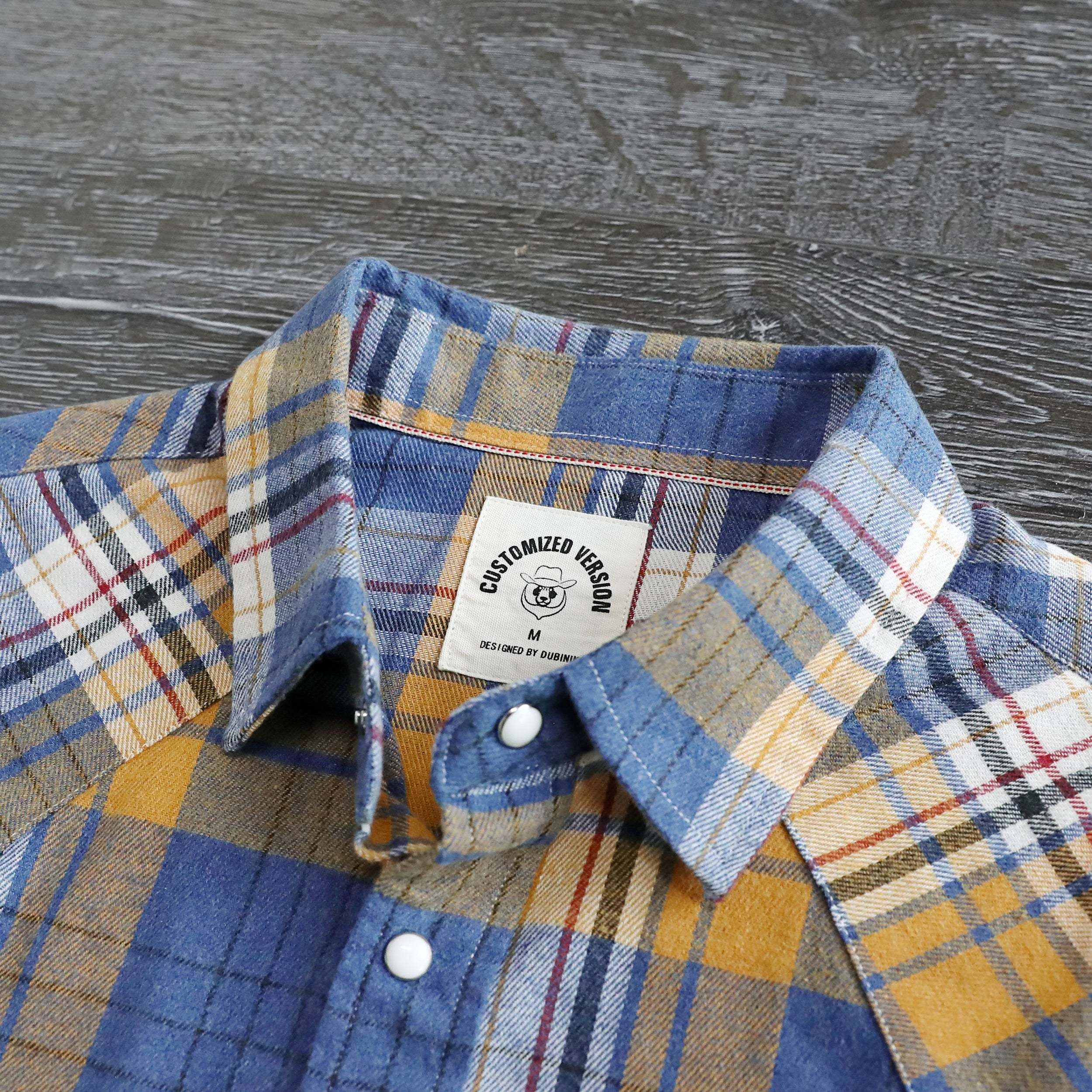 6oz Mens Flannel Long Sleeve Pearl Snap Buttons Western Cowboy Vintage Casual Shirts #2822