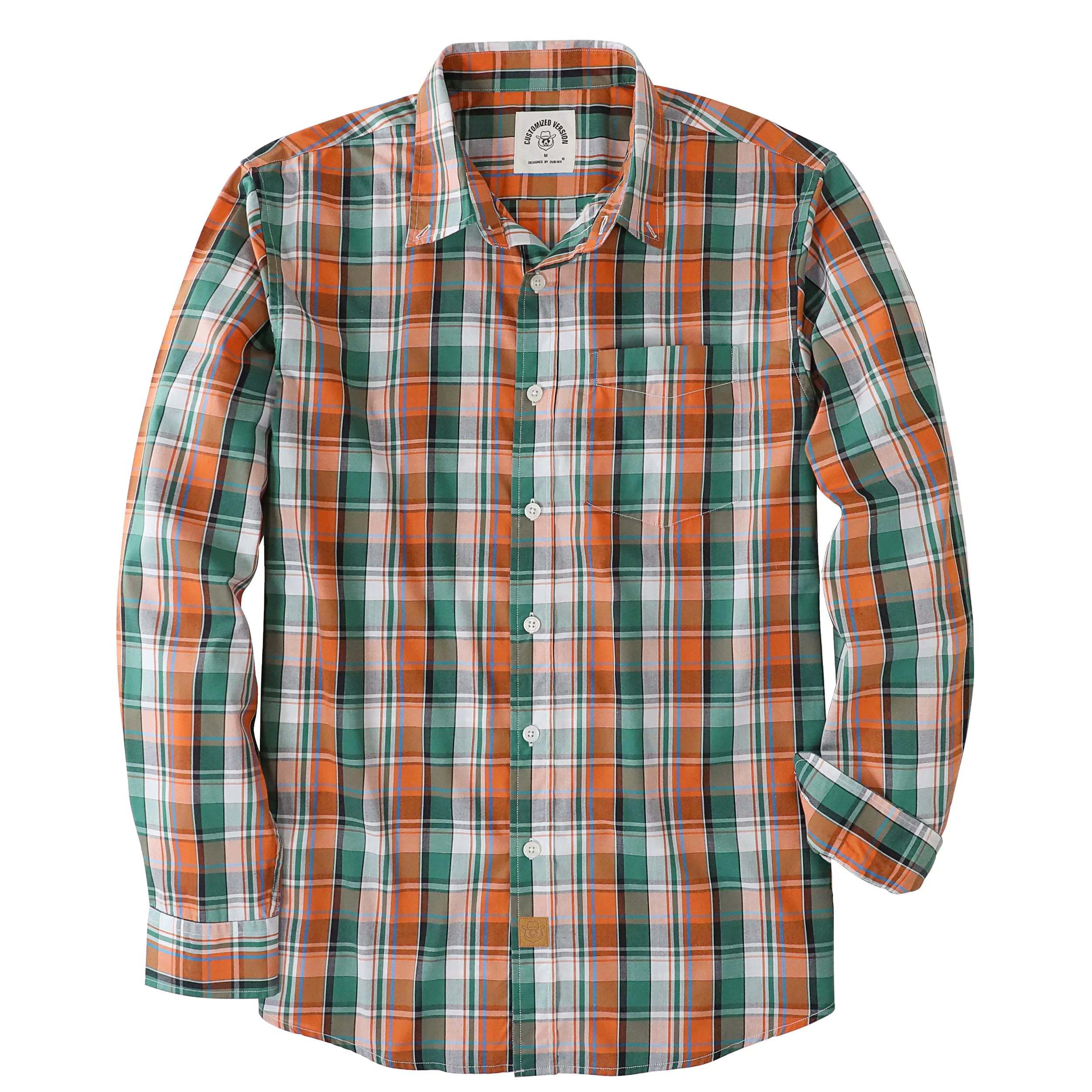 Dubinik? 3.2oz Mens Long Sleeve Casual Button Down Vintage Plaid Shirts#52020