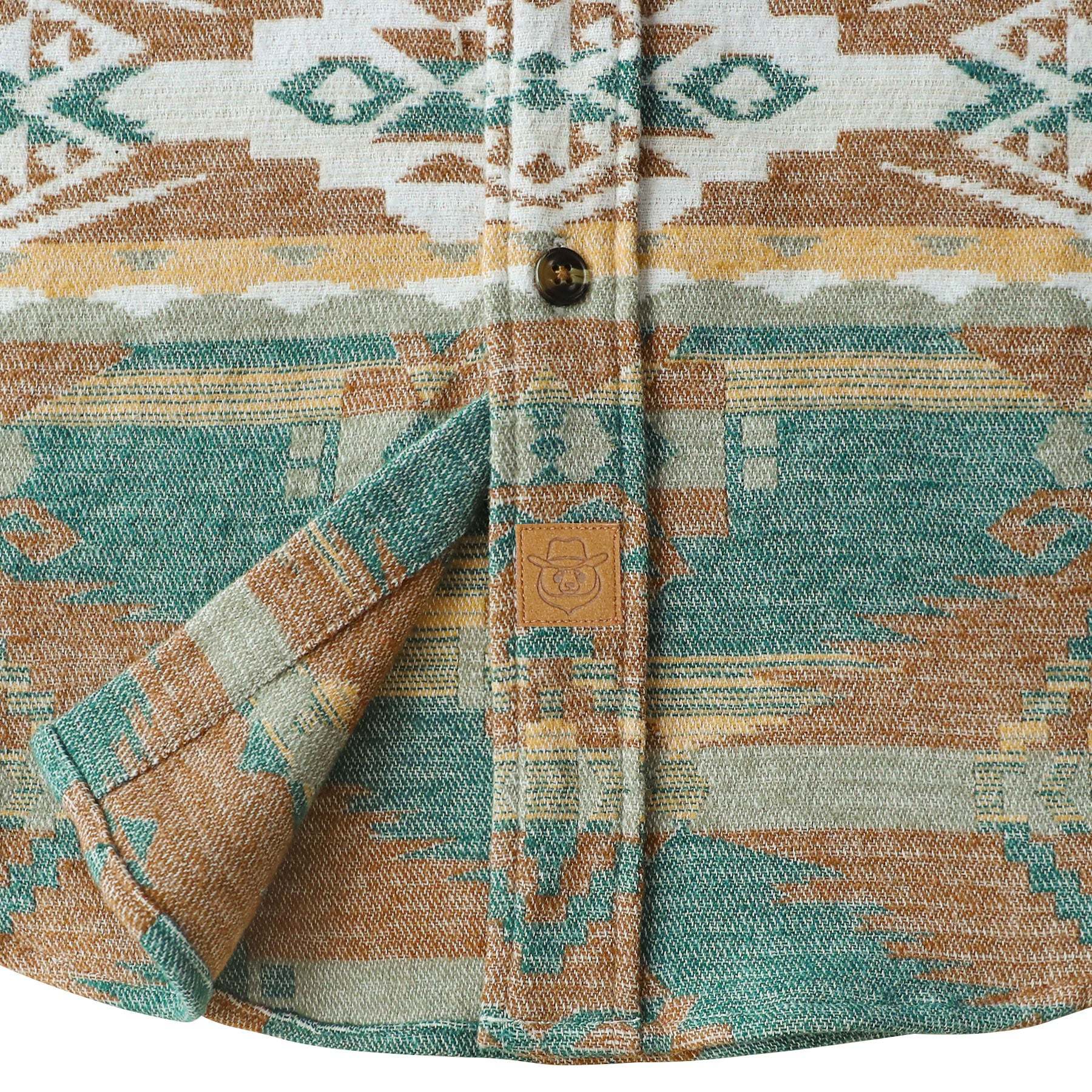 Dubinik? 8.1oz Ultra Heavyweight Mens Aztec Orange Green Flannel Shirt Long Sleeve Button Down All Cotton Soft Brushed Cowboy Utility Casual Shirt Jacket#30027