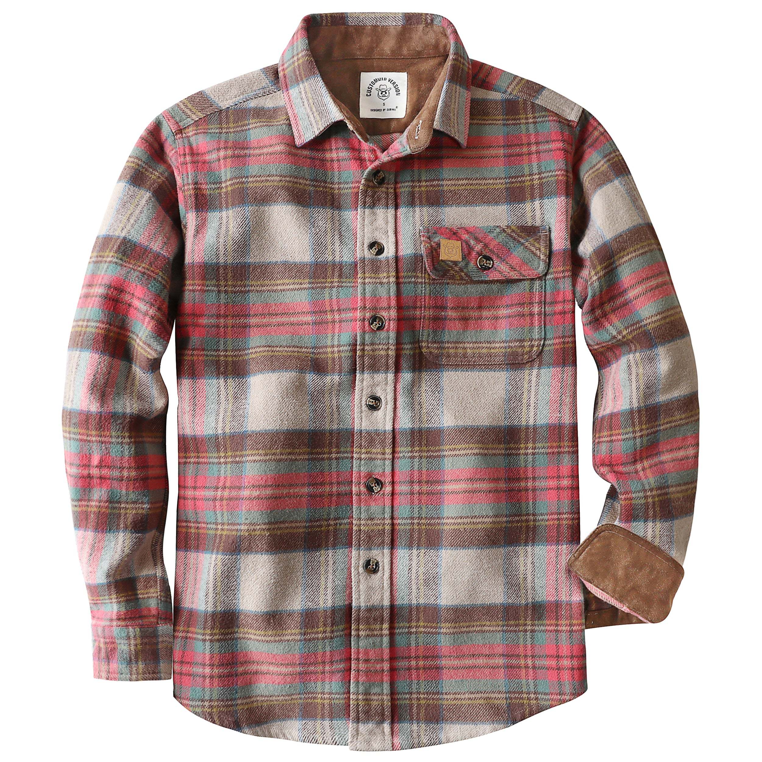 Dubinik? 10.8oz Ultra Heavyweight Flannel Shirt for Men Long Sleeve Casual Button Down Soft Pure Cotton Plaid Warm Suede Cuffs#0082010