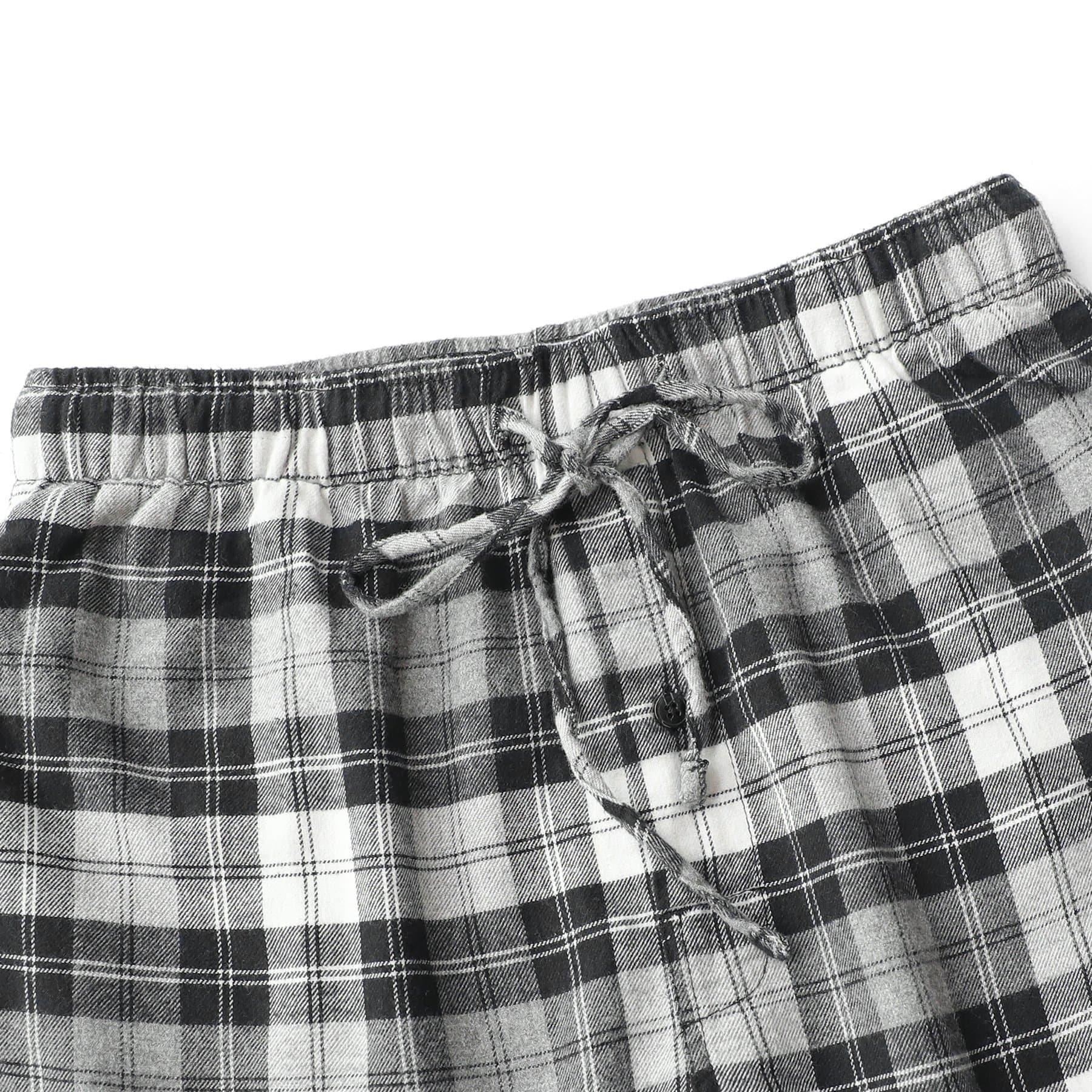 Cotton Flannel Pajama Plaid Sleep & Lounge Pants, PJ Bottoms With Pockets And Button Fly #3013