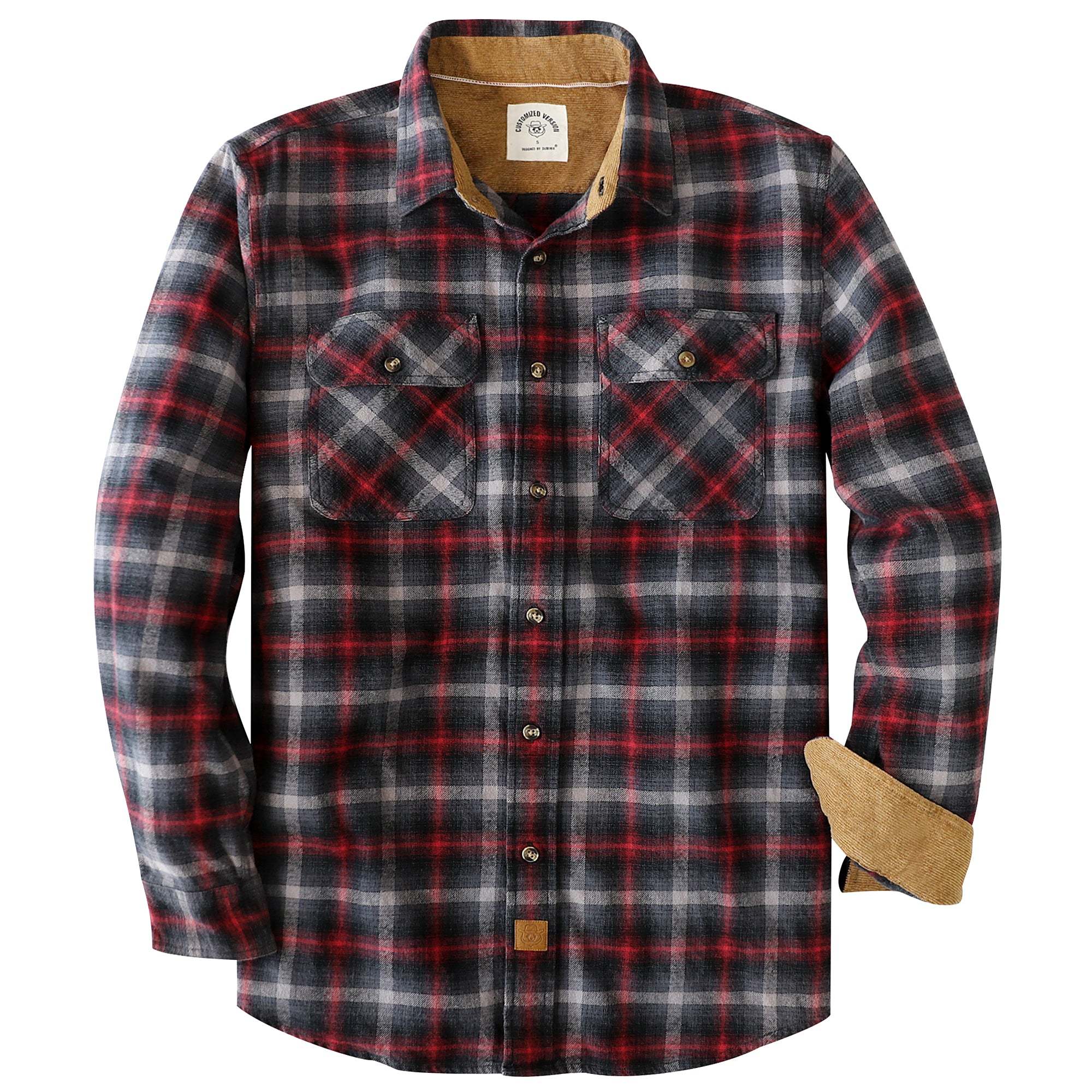Dubinik? 6oz Mens Flannel Shirt Long Sleeve Button Down Plaid All Cotton Soft Brushed Flannel Shirt For Men Utility Casual Shirt #0030009