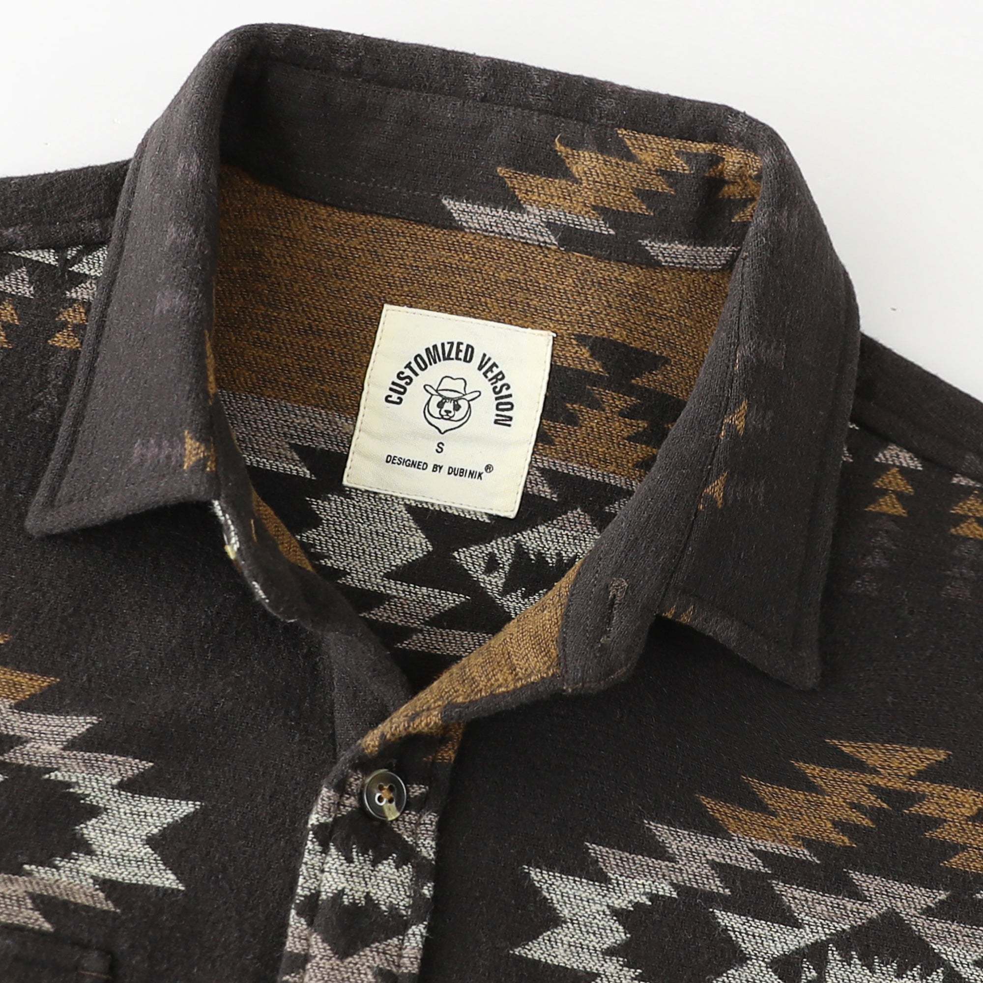 Dubinik? 8.1oz Ultra Heavyweight Mens Aztec Flannel Shirt Long Sleeve Button Down All Cotton Soft Brushed Cowboy Utility Casual Shirt Jacket#30028