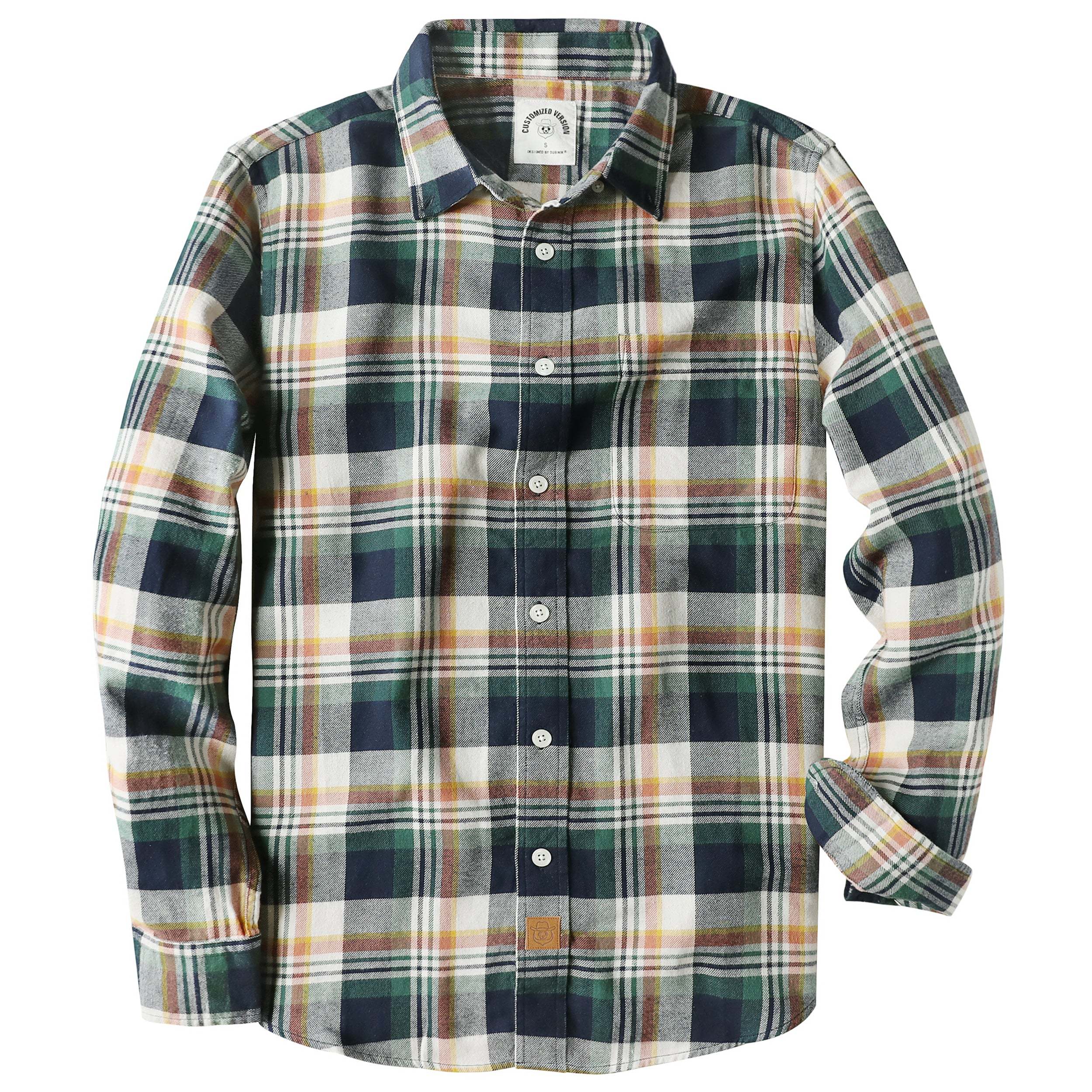 6oz Men's Plaid Flannel Long Sleeve Shirts #0332