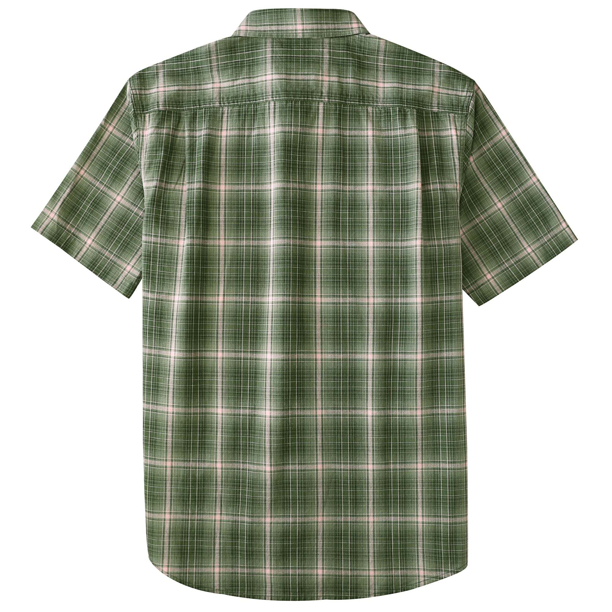 Dubinik? Men’s Short Sleeve Button-Down Shirt, Double Pockets, Casual Workwear Plaid#10177