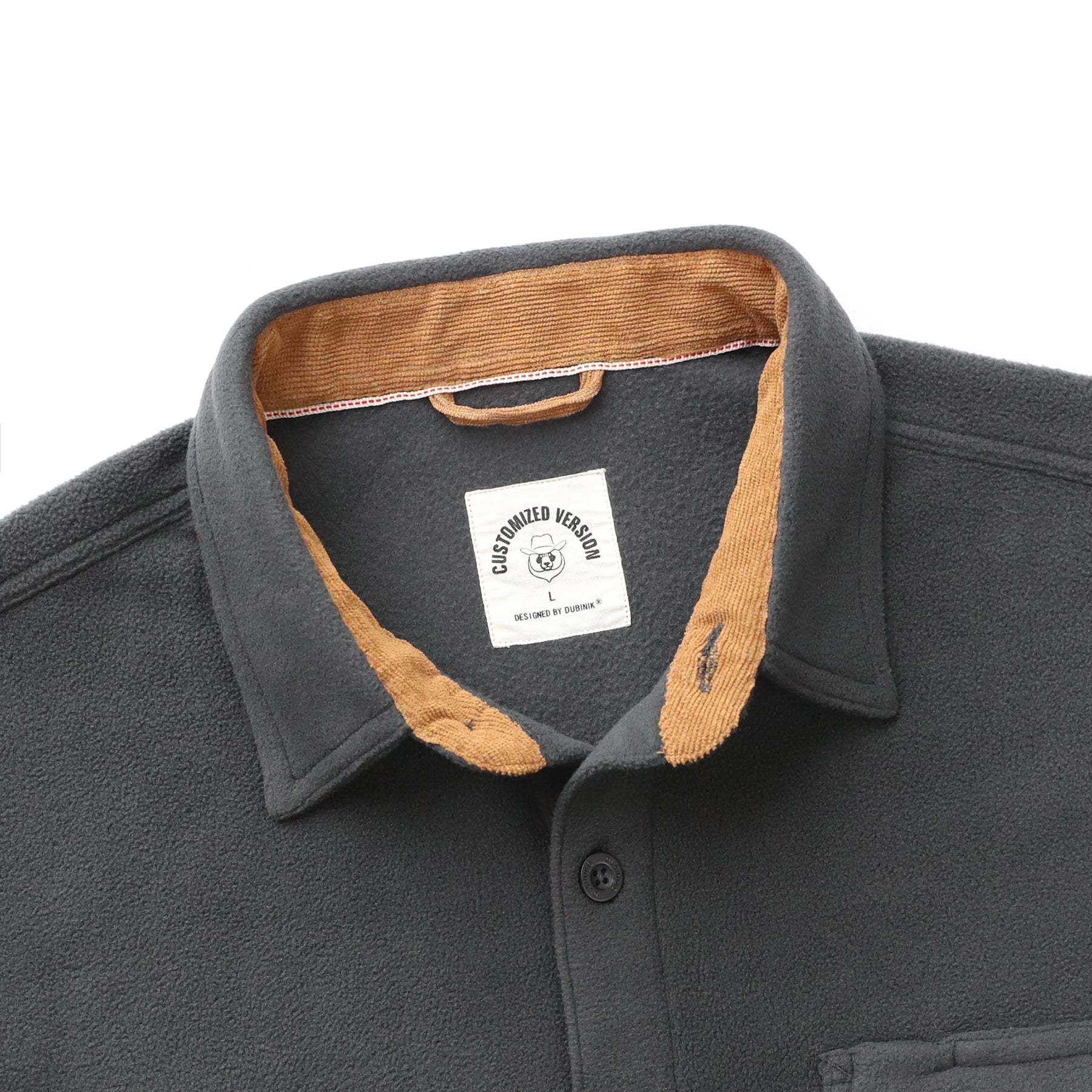 Mens Long Sleeve Dark Grey Solid Fleece Shirt Casual Button Down Light-in-weight Shirt #0244