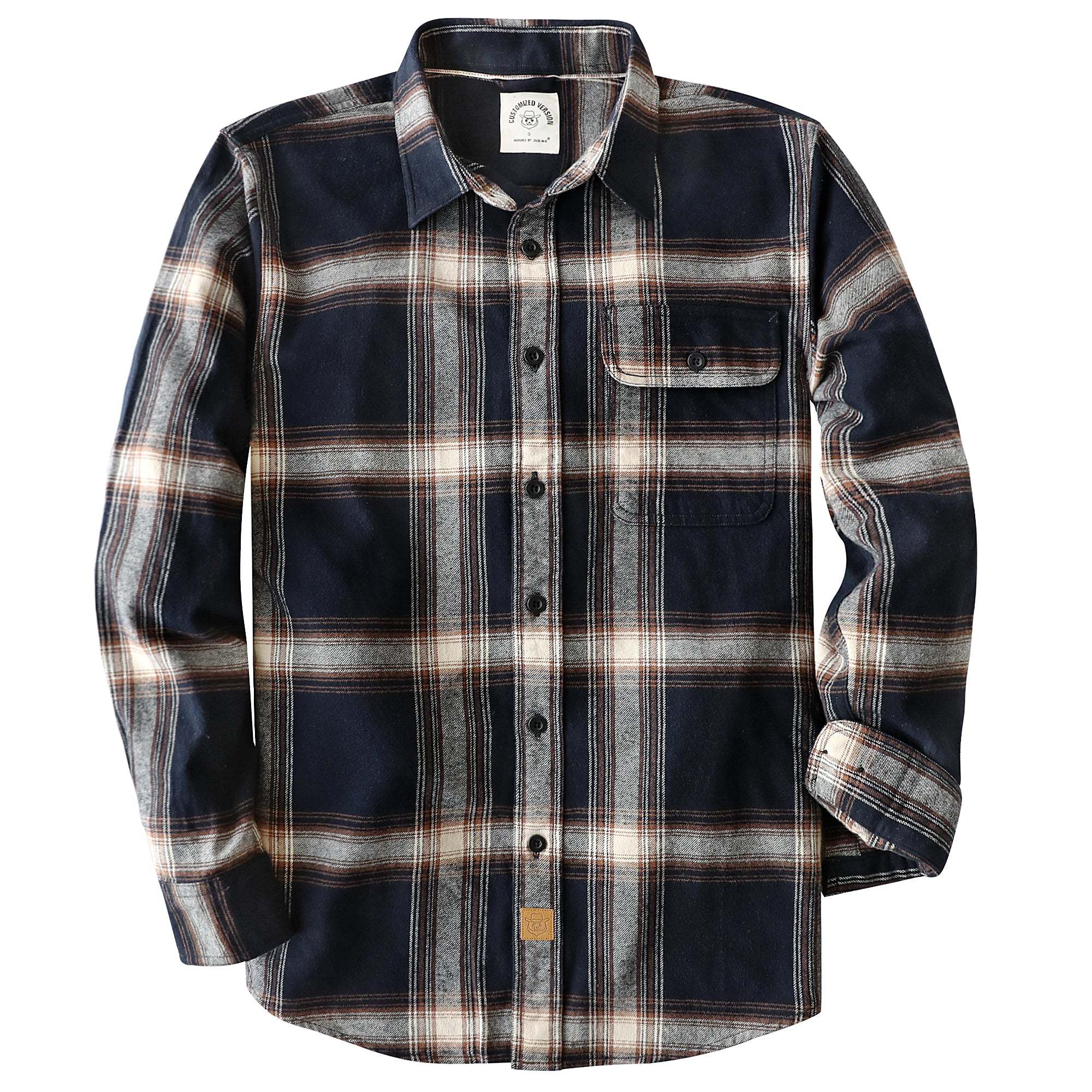 Dubinik? 6oz Mens Long Sleeve Midweight Flannel Shirt Warm Casual Soft Cotton Button Down Plaid Shirt #3422