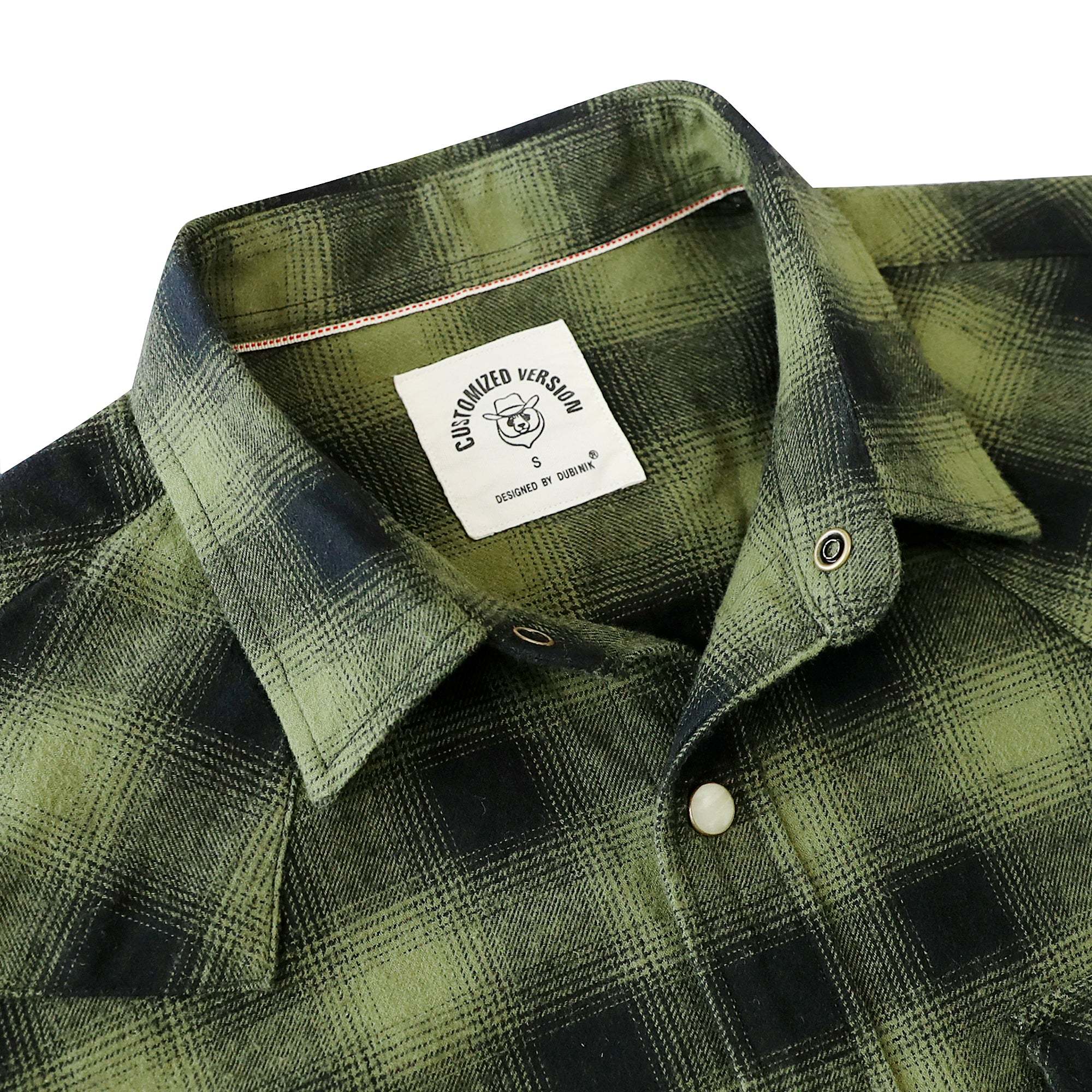 Dubinik? 6.3oz Green Flannel Shirt for Men Long Sleeve Casual Cozy Snap Button Western Plaid Shirts Soft Pure Cotton#37007