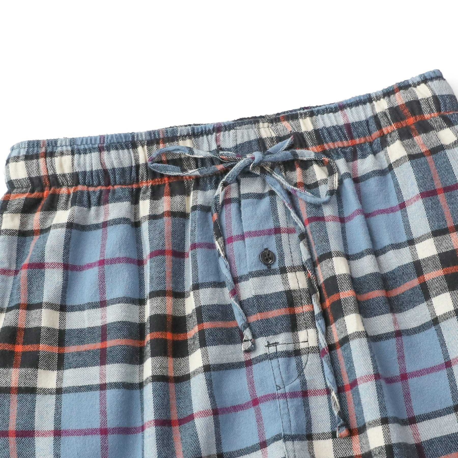 Cotton Flannel Pajama Plaid Sleep & Lounge Pants, PJ Bottoms With Pockets And Button Fly #3005