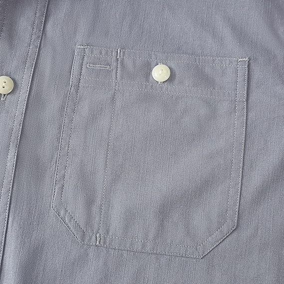 Dubinik? 5.5oz Gray Chambray Long Sleeve Button-Front Closure Pocket Cotton Workshirt#58006