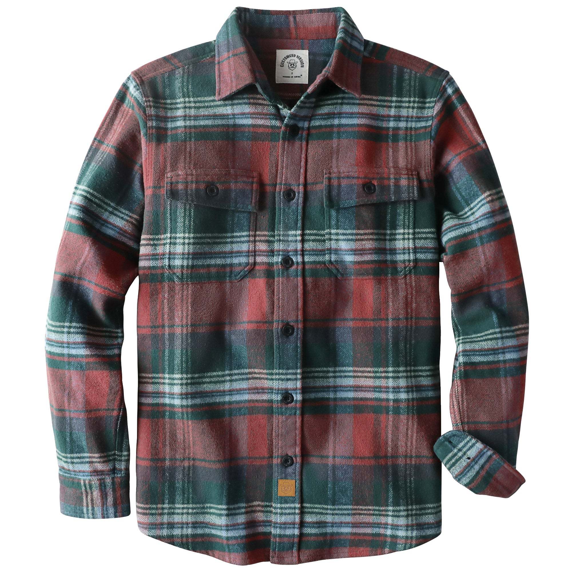 Dubinik? 10.8oz Ultra Heavyweight Green Flannel Shirt for Men Long Sleeve Mens Plaid Button Down Shirts for Men Vintage 100% Cotton#0081014