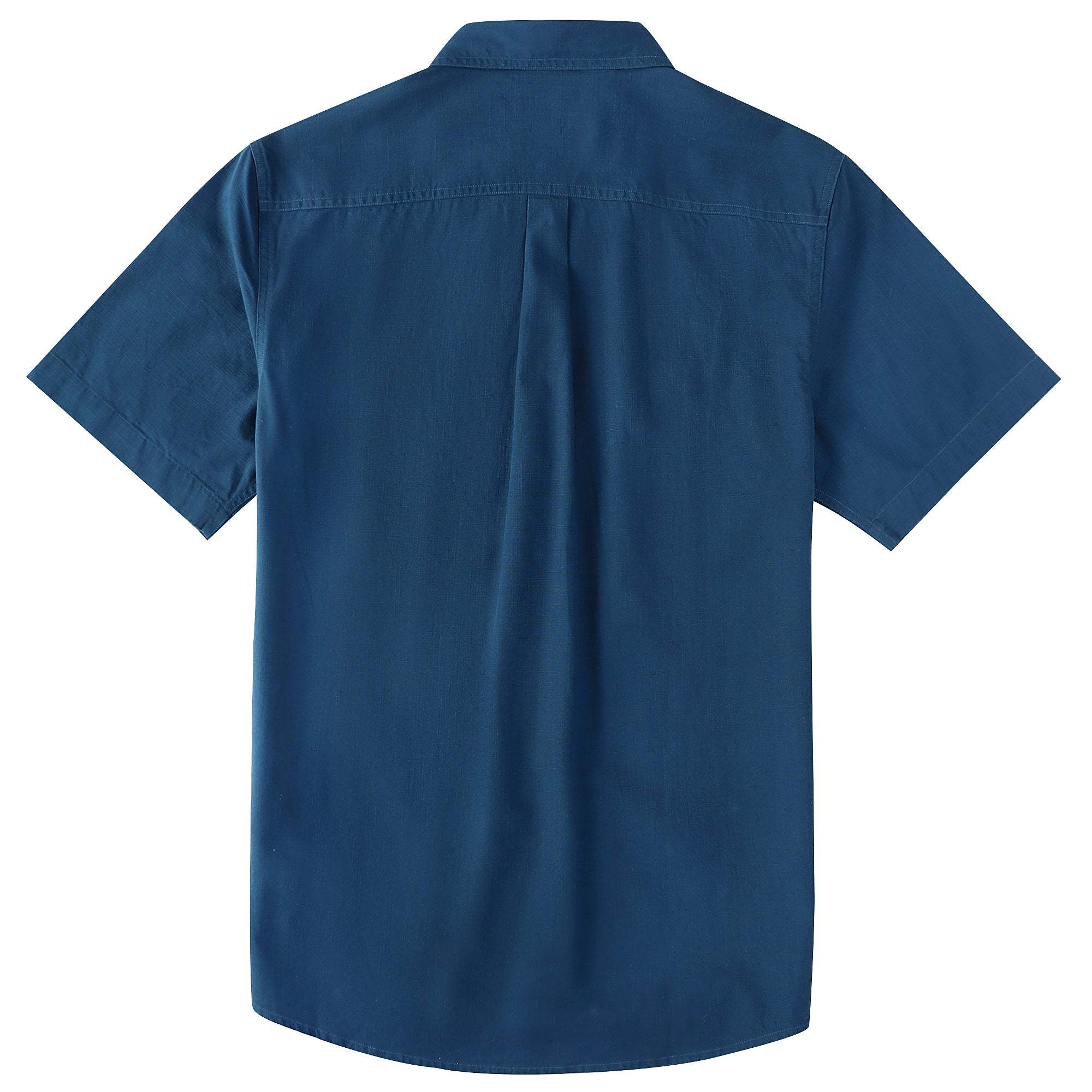 Dubinik? Navy Blue Solid Mens Short Sleeve Button Down Casual Cotton Regular Fit Lightweight Pocket Chambray Mens Button Down Short Sleeve#0057015