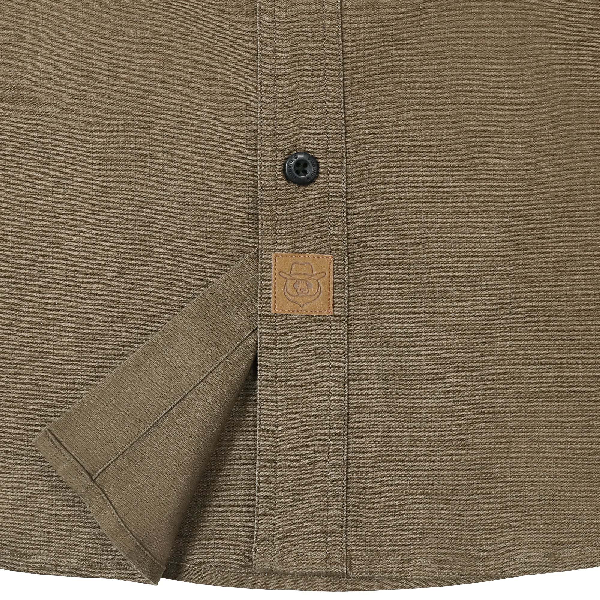 Dubinik? 6.5oz Mens Button Up Shirts Long Sleeve Casual Dark Khaki Solid Shirts for Men Two Pocket Regular Fit Comfortable with Stretch Shirt#0056007