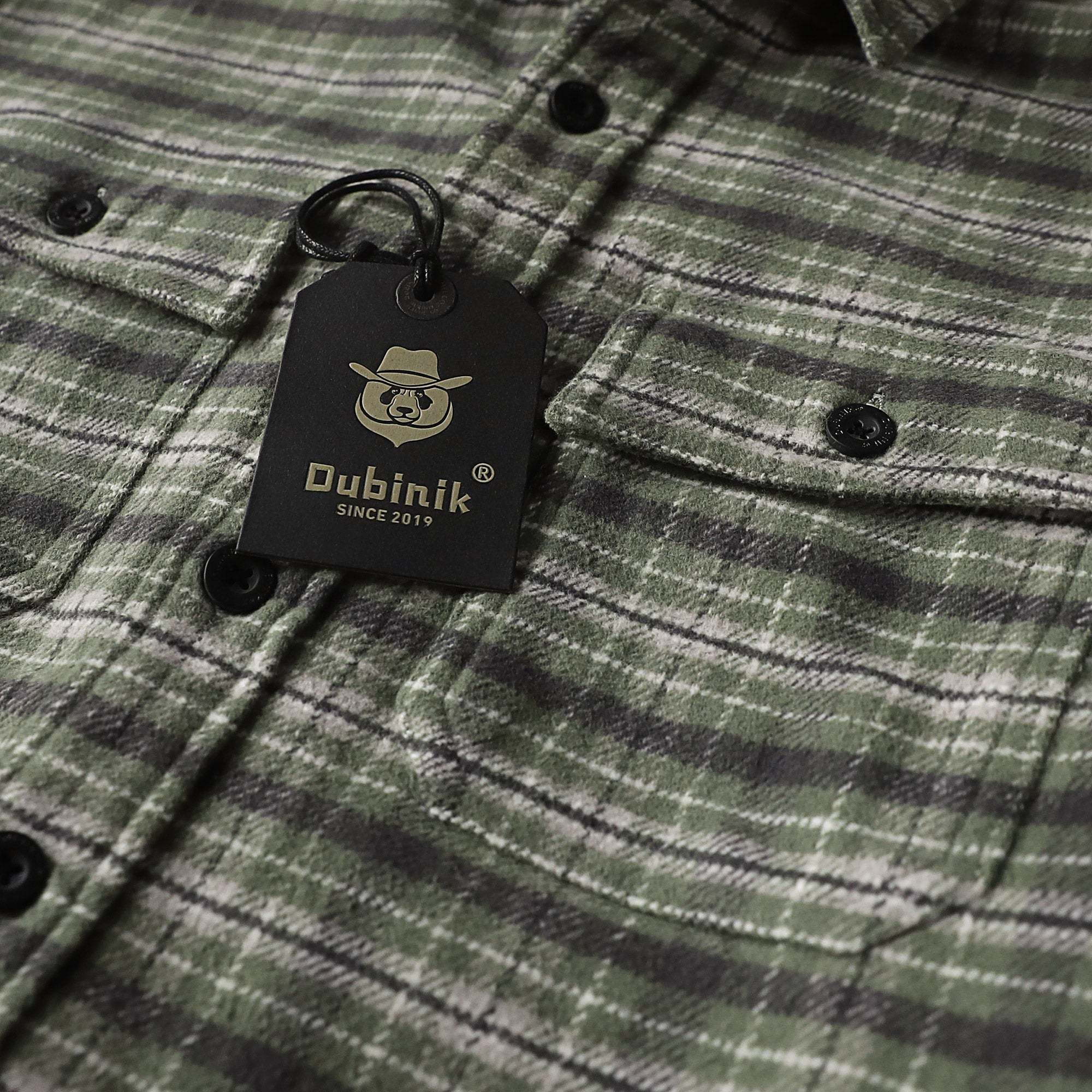 Dubinik? 10.8oz Ultra Heavyweight Green Flannel Shirt for Men Long Sleeve Mens Plaid Button Down Shirts for Men Vintage 100% Cotton#0081008