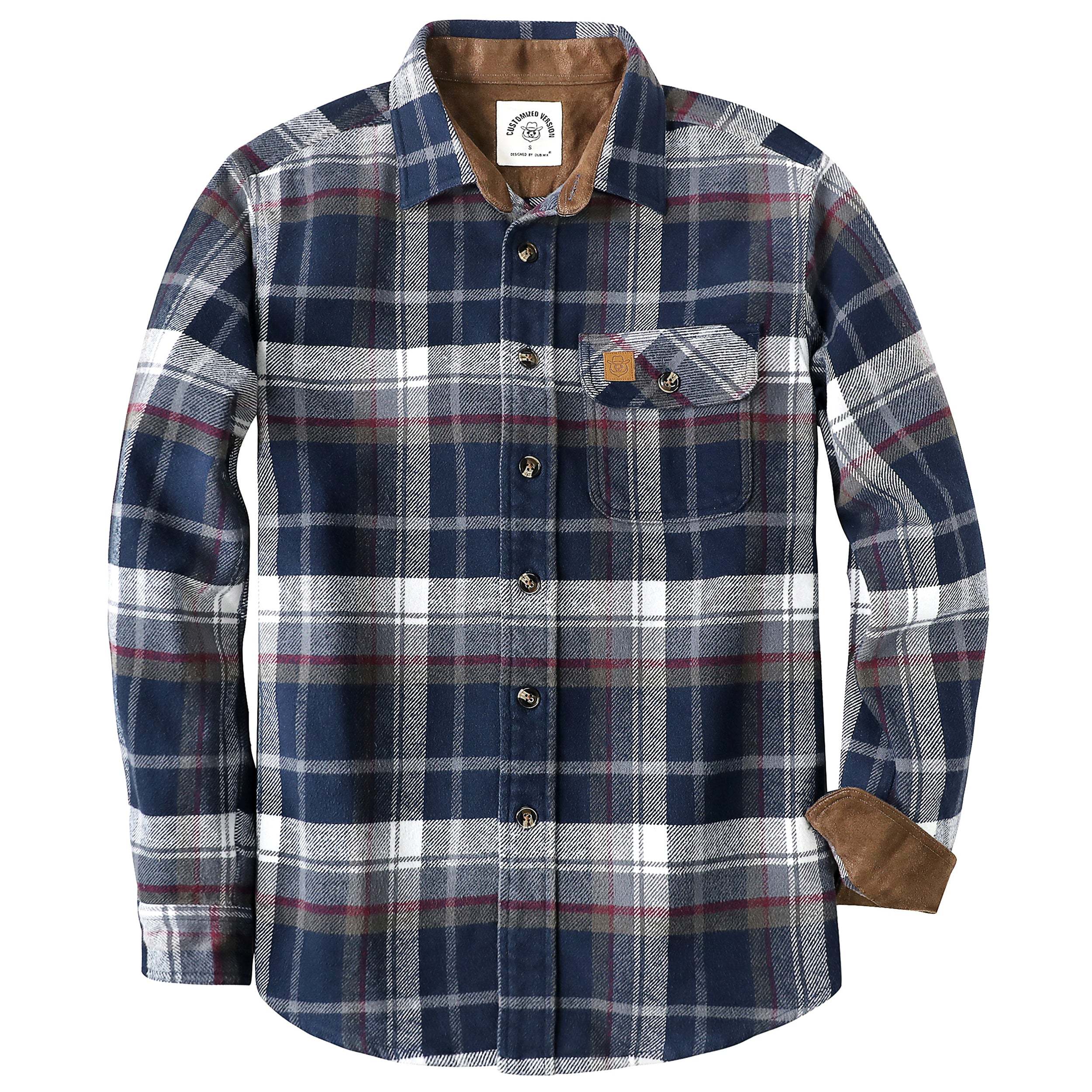 Dubinik? 10.8oz Ultra Heavyweight Flannel Shirt for Men Long Sleeve Casual Button Down Soft Pure Cotton Plaid Warm Suede Cuffs#0082004