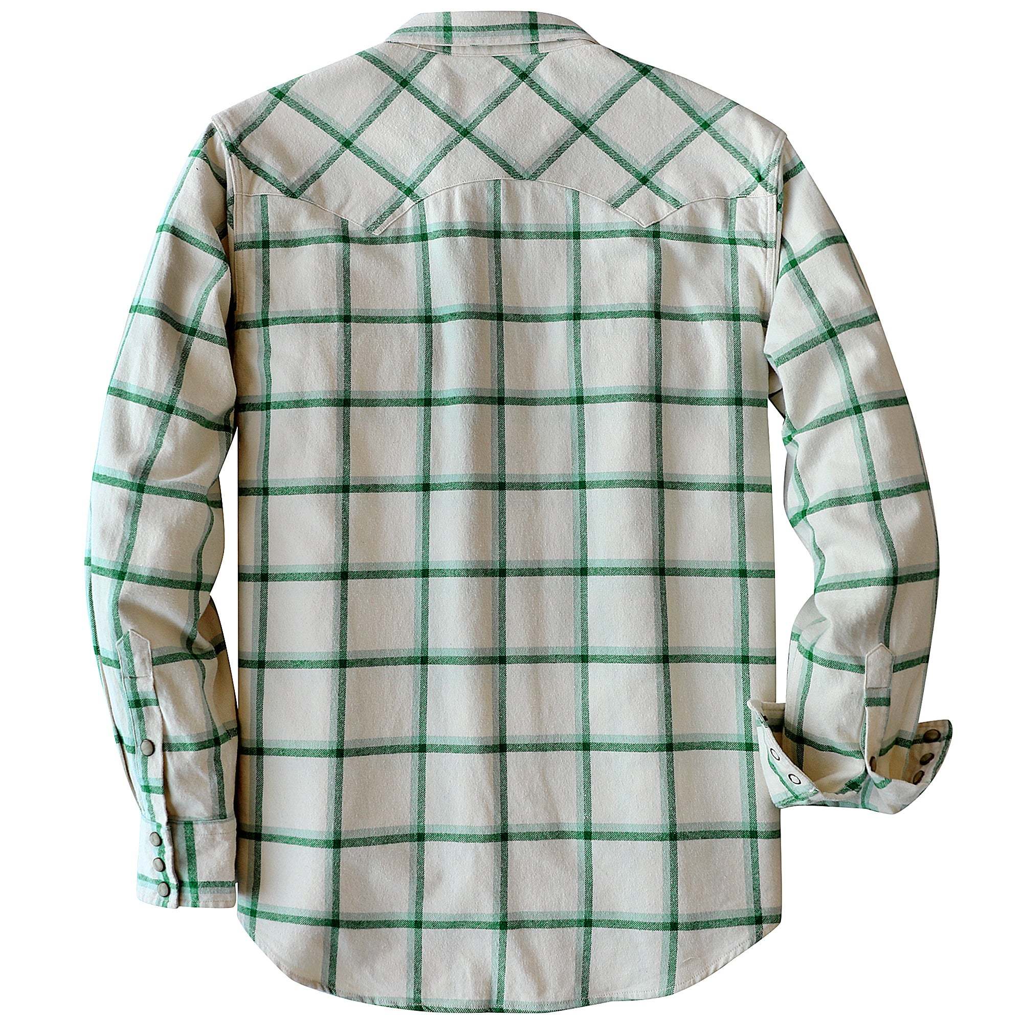 Dubinik? 6.3oz Green Flannel Shirt for Men Long Sleeve Casual Cozy Snap Button Western Plaid Shirts Soft Pure Cotton#37018