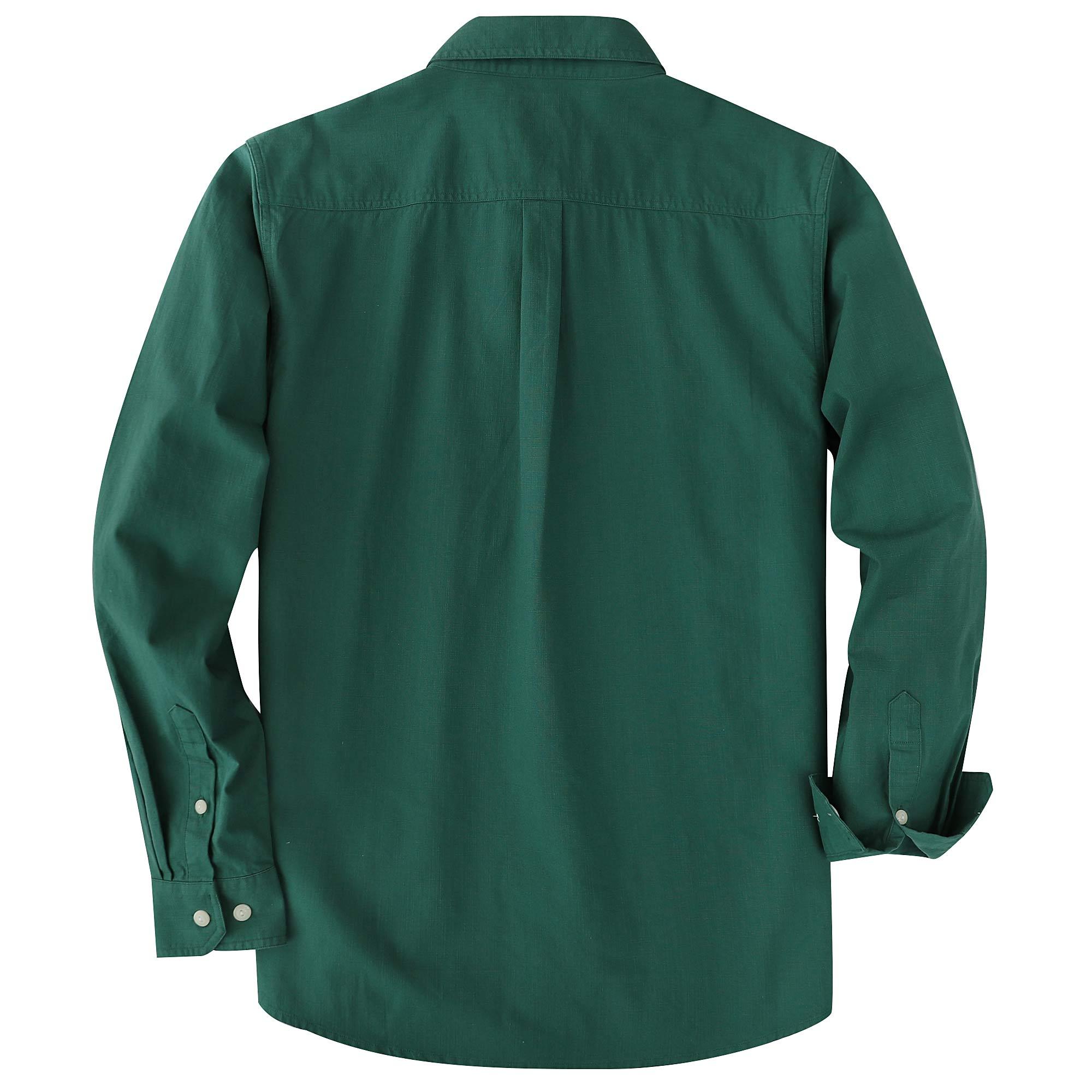 Dubinik? 5.5oz Olive Green Chambray Long Sleeve Button-Front Closure Pocket Cotton Workshirt#58014