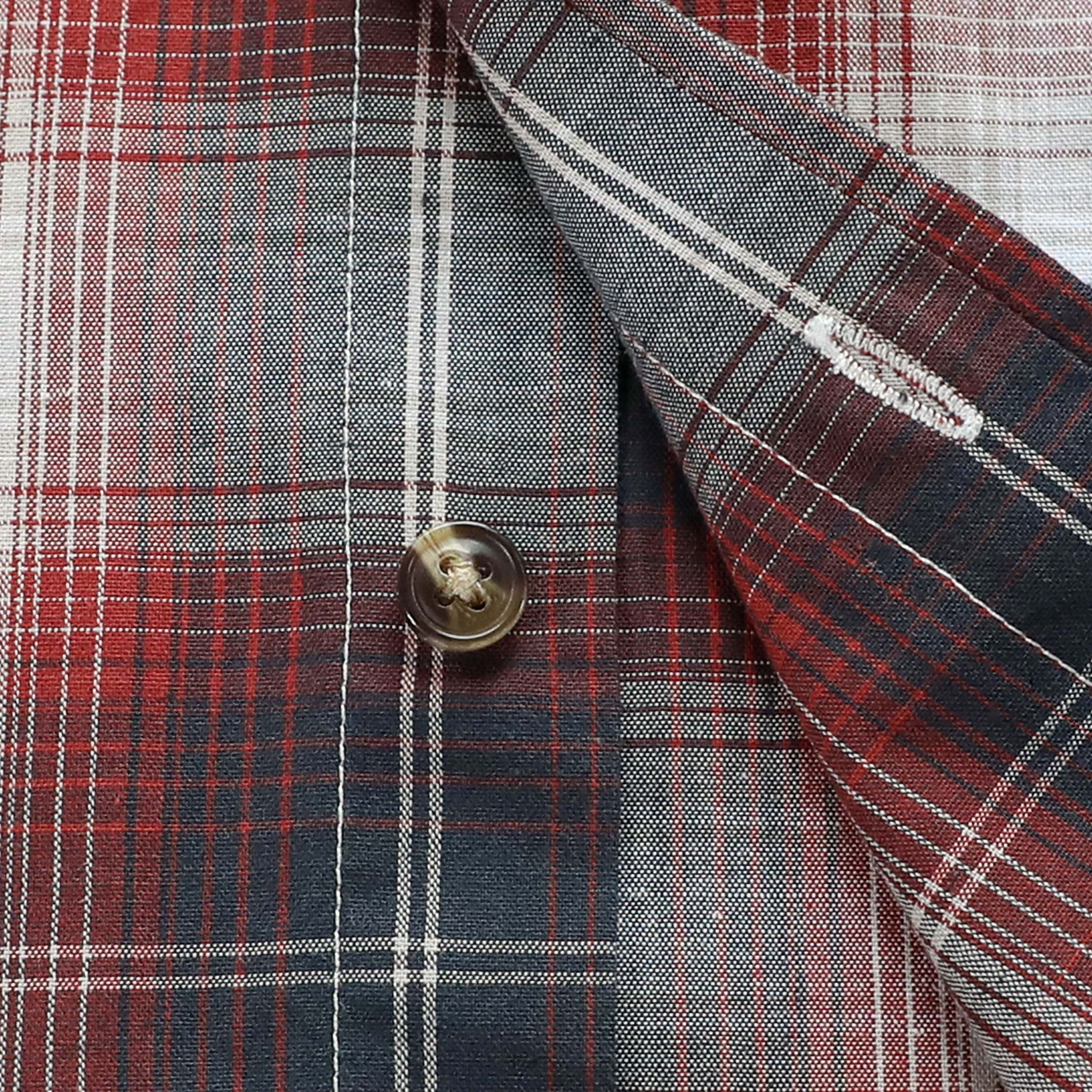 Dubinik? Mens Short Sleeve Button Down Shirts 100% Cotton Plaid Casual Shirt with Pocket #0110
