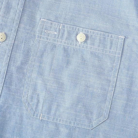 Dubinik? 5.5oz Sky Blue Chambray Long Sleeve Button-Front Closure Pocket Cotton Workshirt#58003