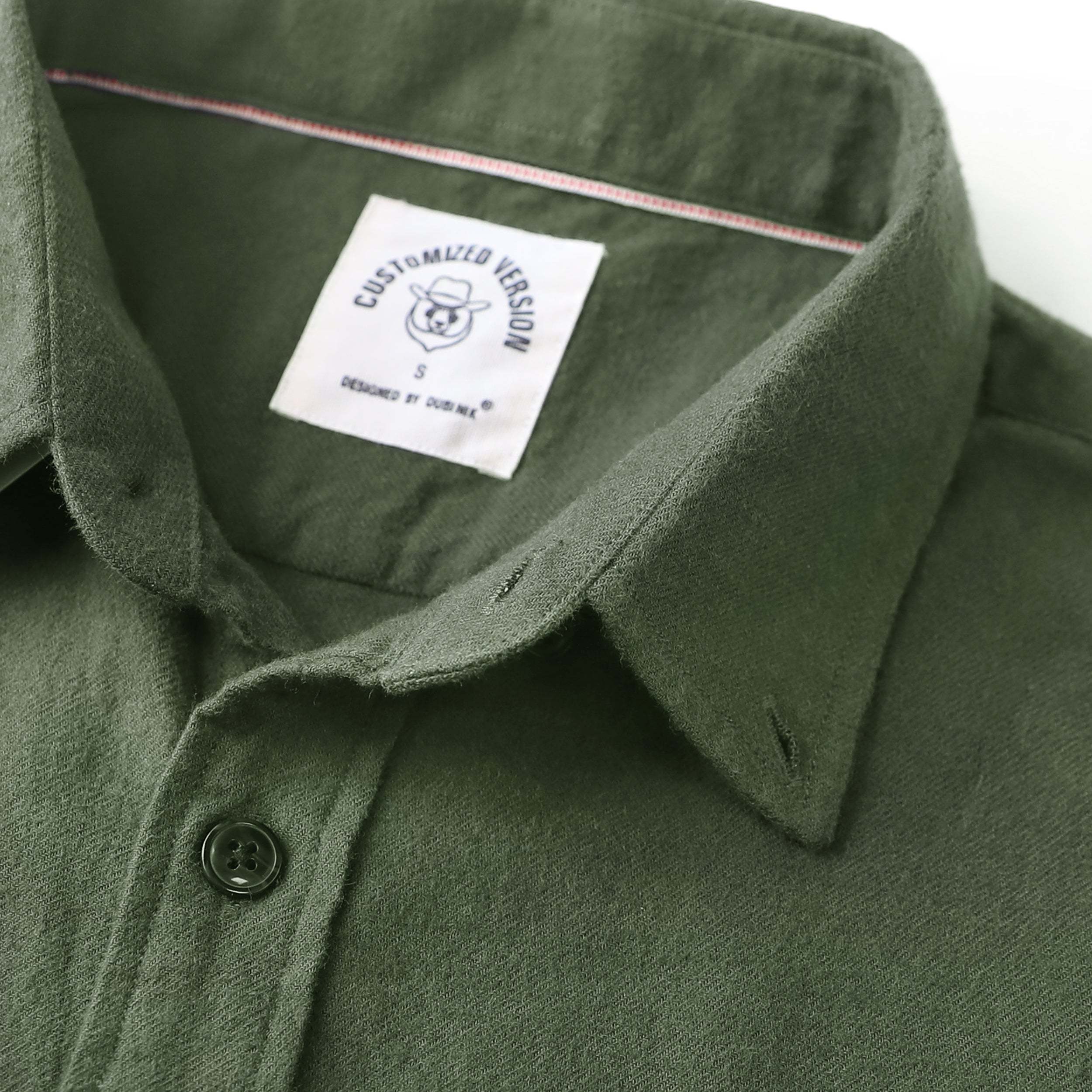 Tall size in stock now! 6oz Men's Dark Green Solid Flannel Long Sleeve Shirts #0302