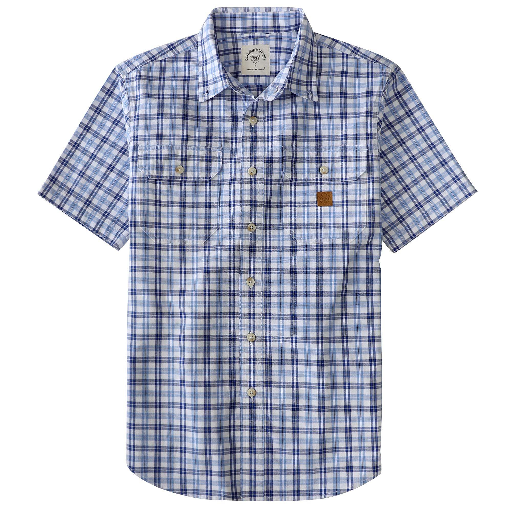 Dubinik? Men’s Short Sleeve Button-Down Shirt, Double Pockets, Casual Workwear Plaid#101711