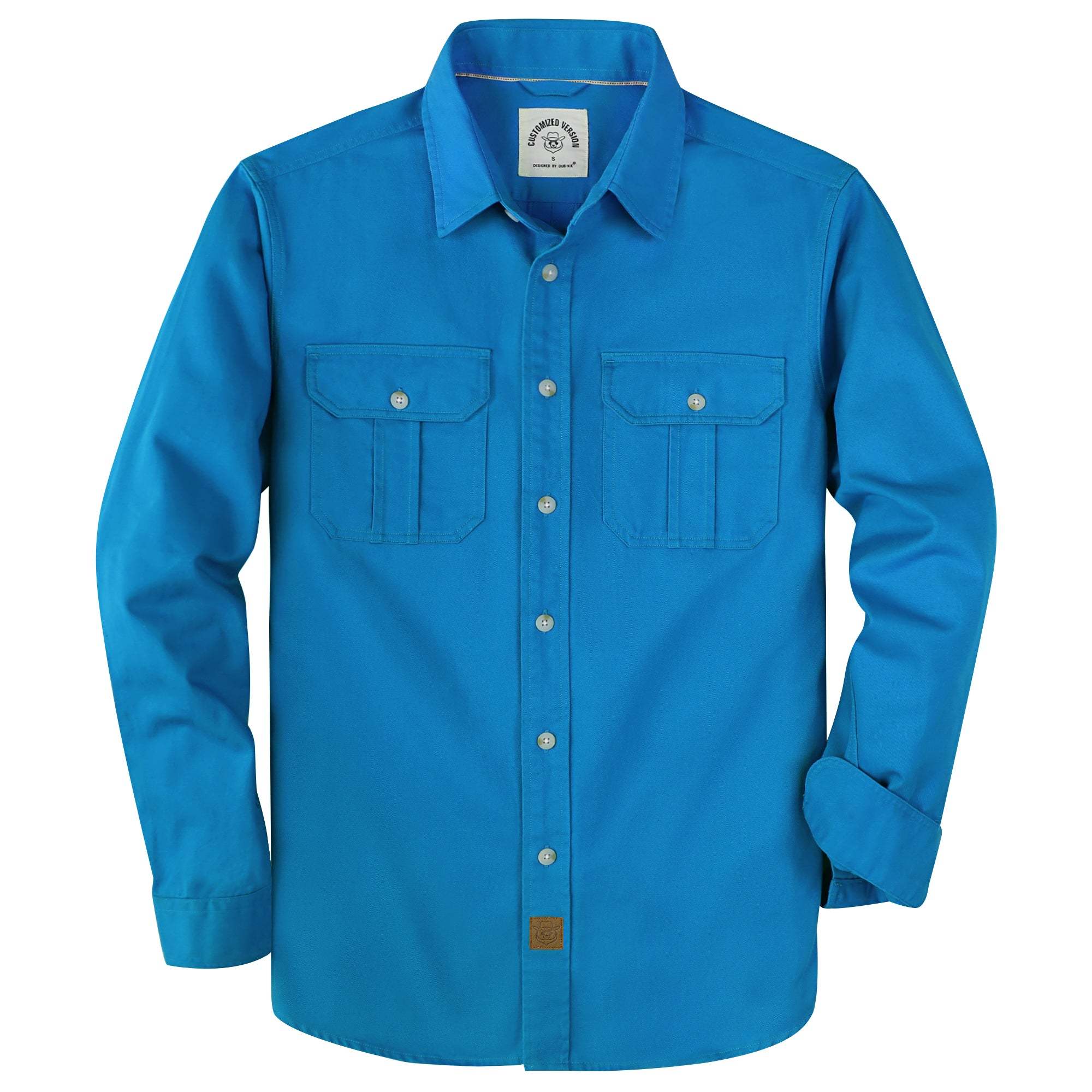 Dubinik? 7.2oz Men's Cotton Long Sleeve Button Down Shirt – Casual Two Pocket Work Shirt#10806