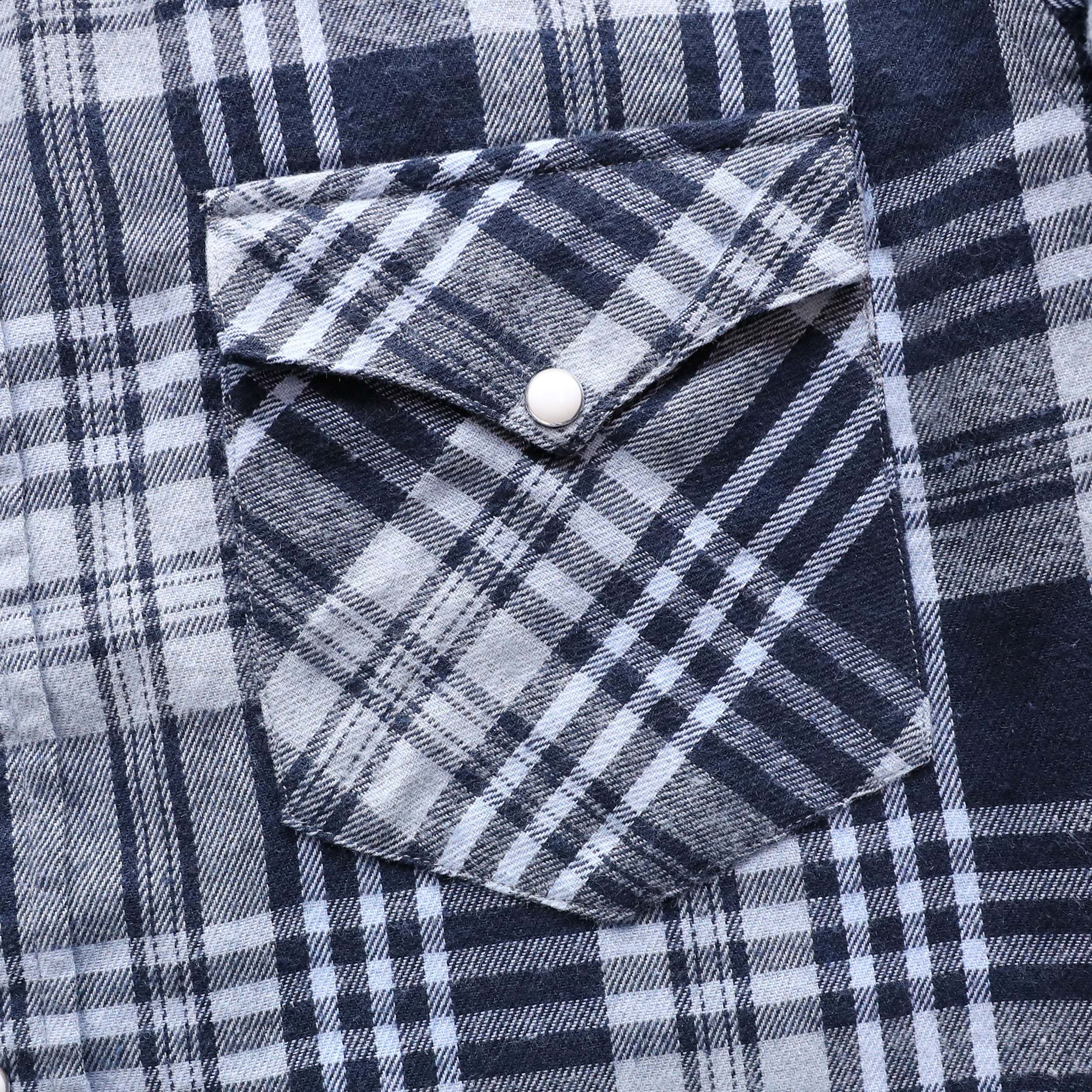 6oz Mens Flannel Long Sleeve Pearl Snap Buttons Western Cowboy Vintage Casual Shirts #2817