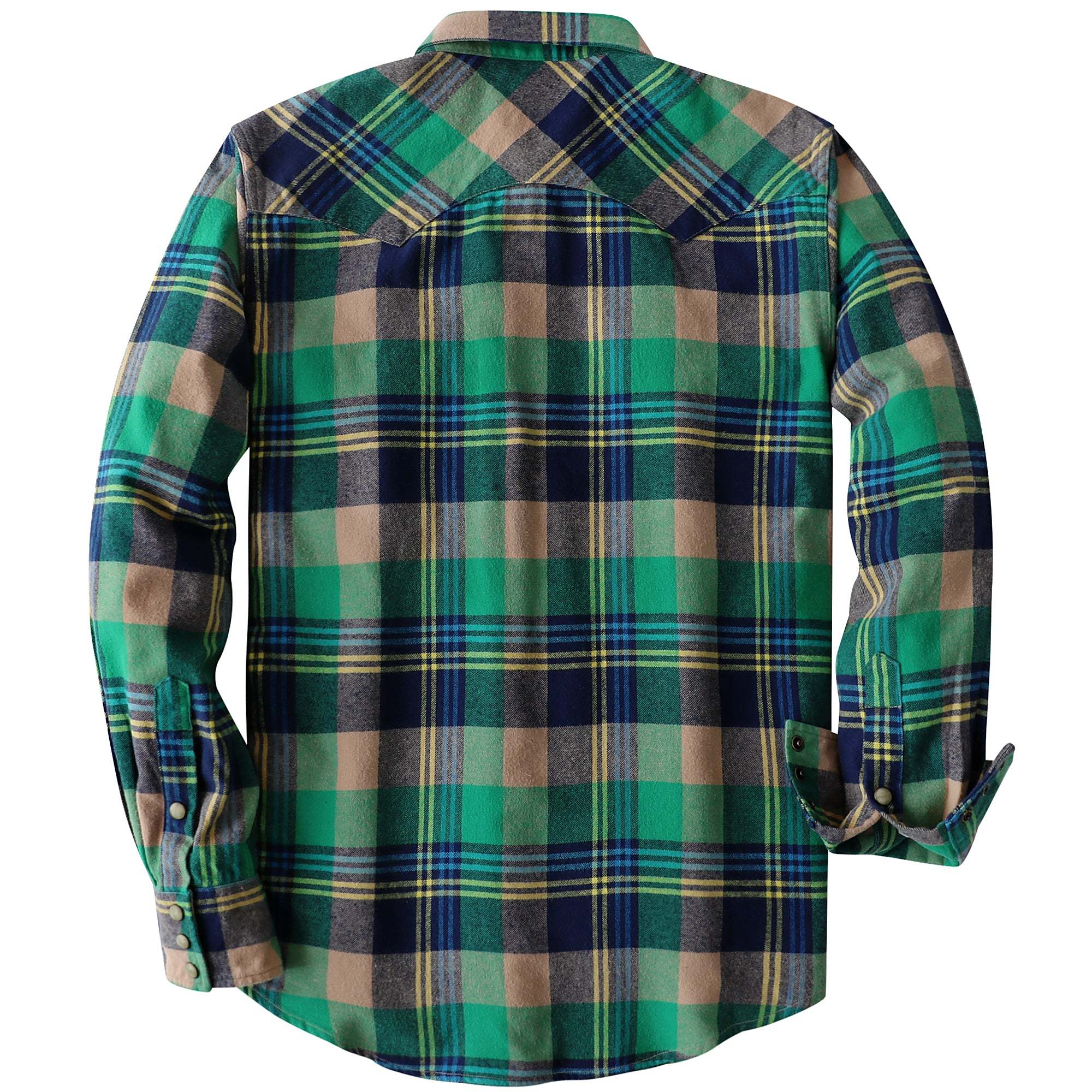 Dubinik? 6.3oz Green Flannel Shirt for Men Long Sleeve Casual Cozy Snap Button Western Plaid Shirts Soft Pure Cotton#37010