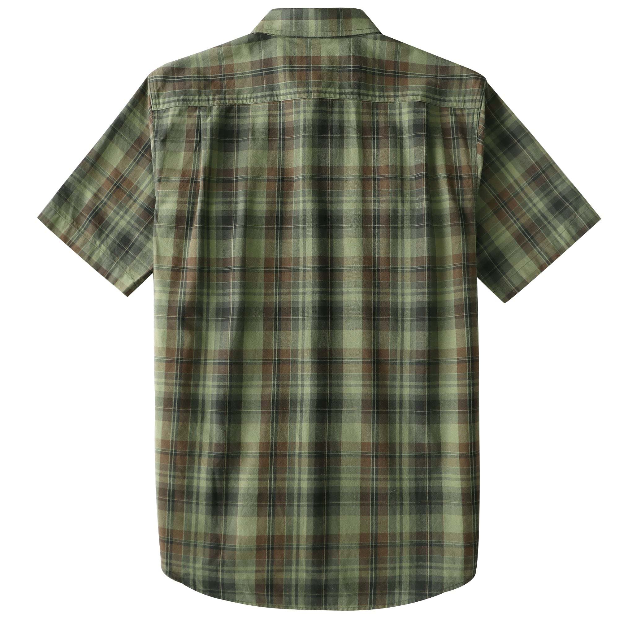 Dubinik? Men’s Short Sleeve Button-Down Shirt, Double Pockets, Casual Workwear Plaid#10173