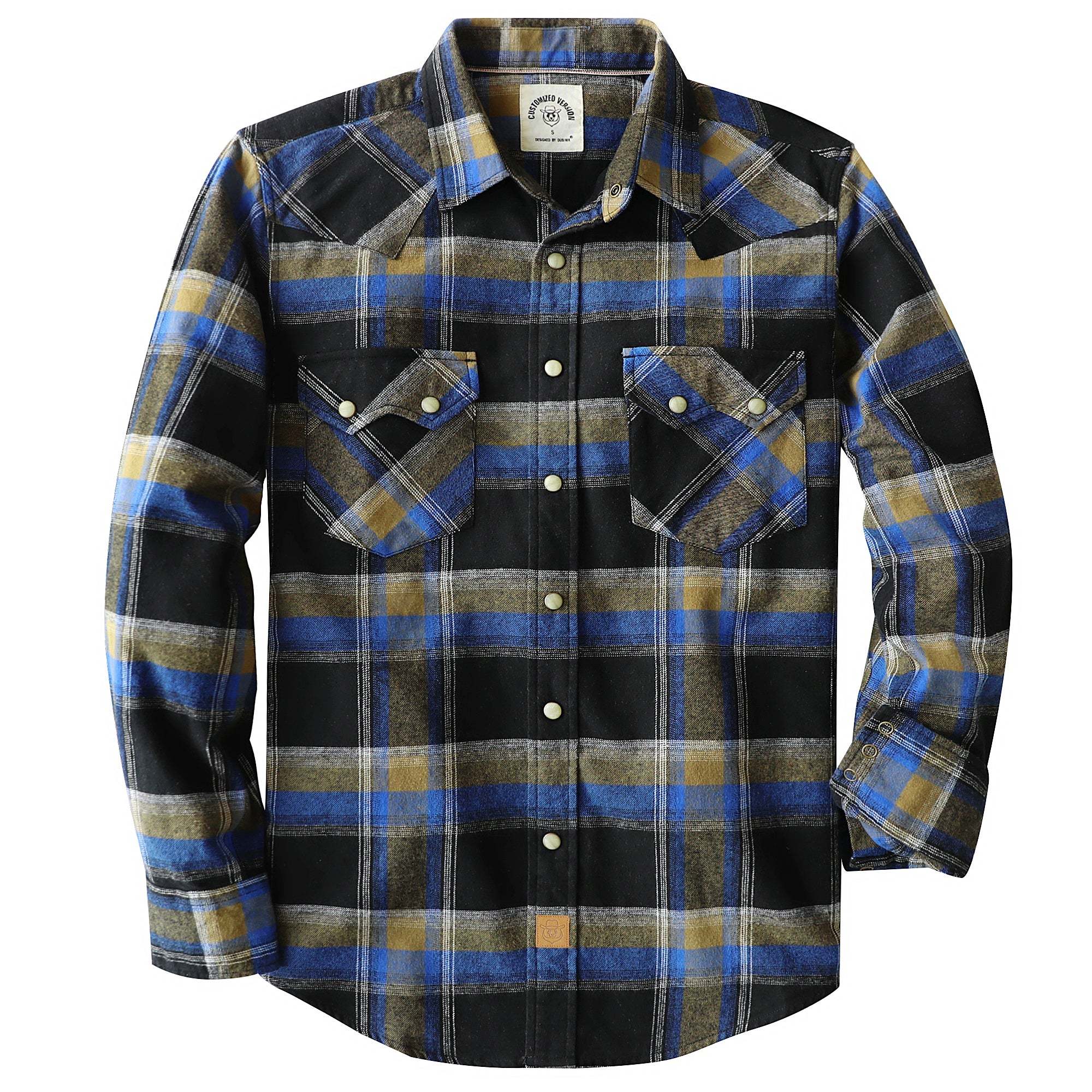 Dubinik? 6.3oz Flannel Shirt for Men Long Sleeve Casual Cozy Snap Button Western Plaid Shirts Soft Pure Cotton#37002