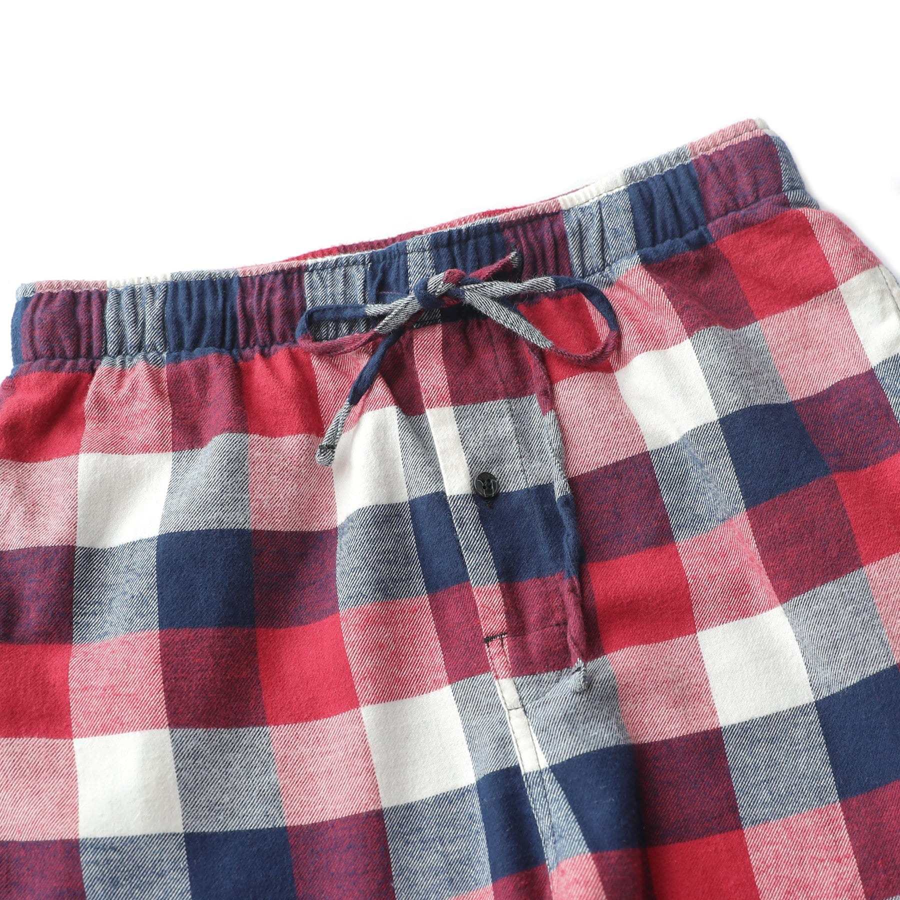 Cotton Flannel Pajama Plaid Sleep & Lounge Pants, PJ Bottoms With Pockets And Button Fly #3012