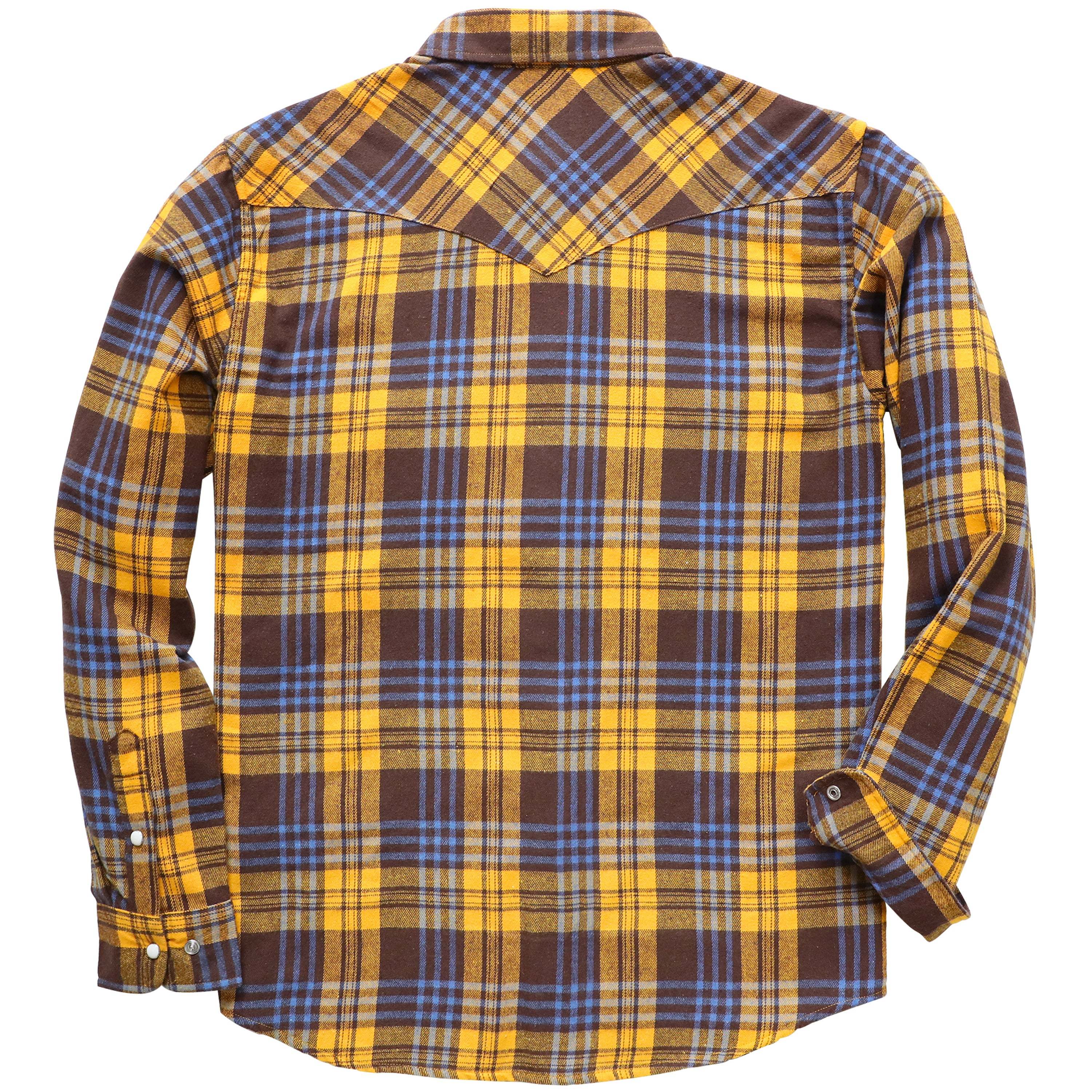 6oz Mens Flannel Long Sleeve Pearl Snap Buttons Western Cowboy Vintage Casual Shirts #2816