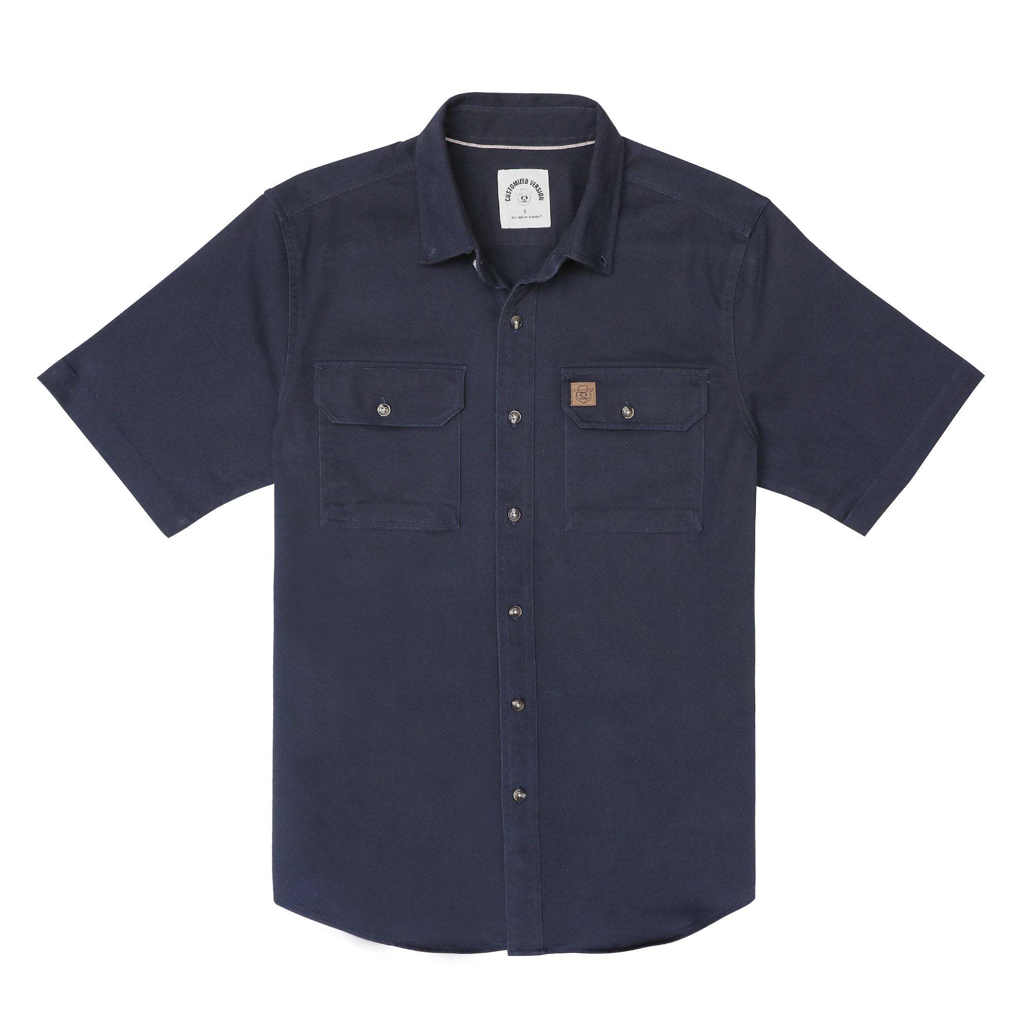 Men's outdoor casual short sleeve Navy Solid shirt #1509