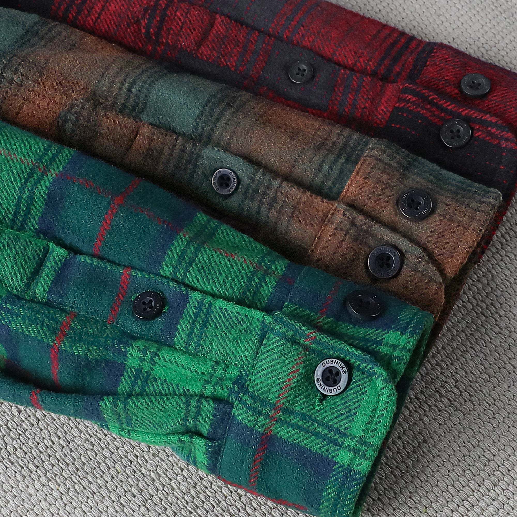 Dubinik? 10.8oz Ultra Heavyweight Green Flannel Shirt for Men Long Sleeve Mens Plaid Button Down Shirts for Men Vintage 100% Cotton#0081009