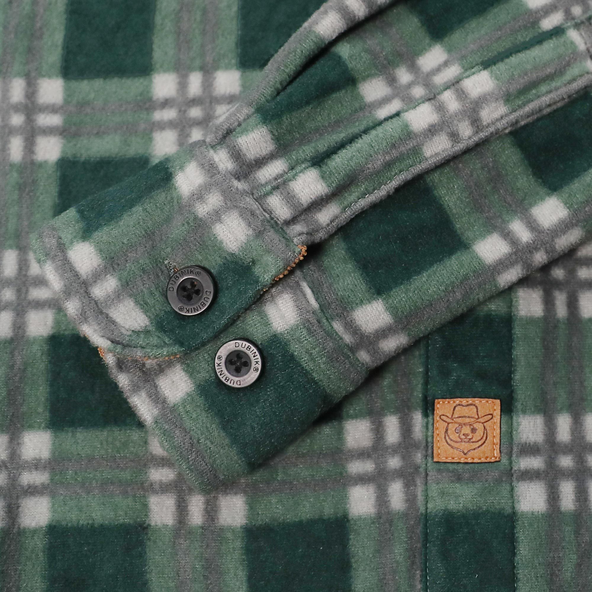 Mens Long Sleeve Green Fleece Shirt Casual Button Down Light-in-weight Shirt #1823