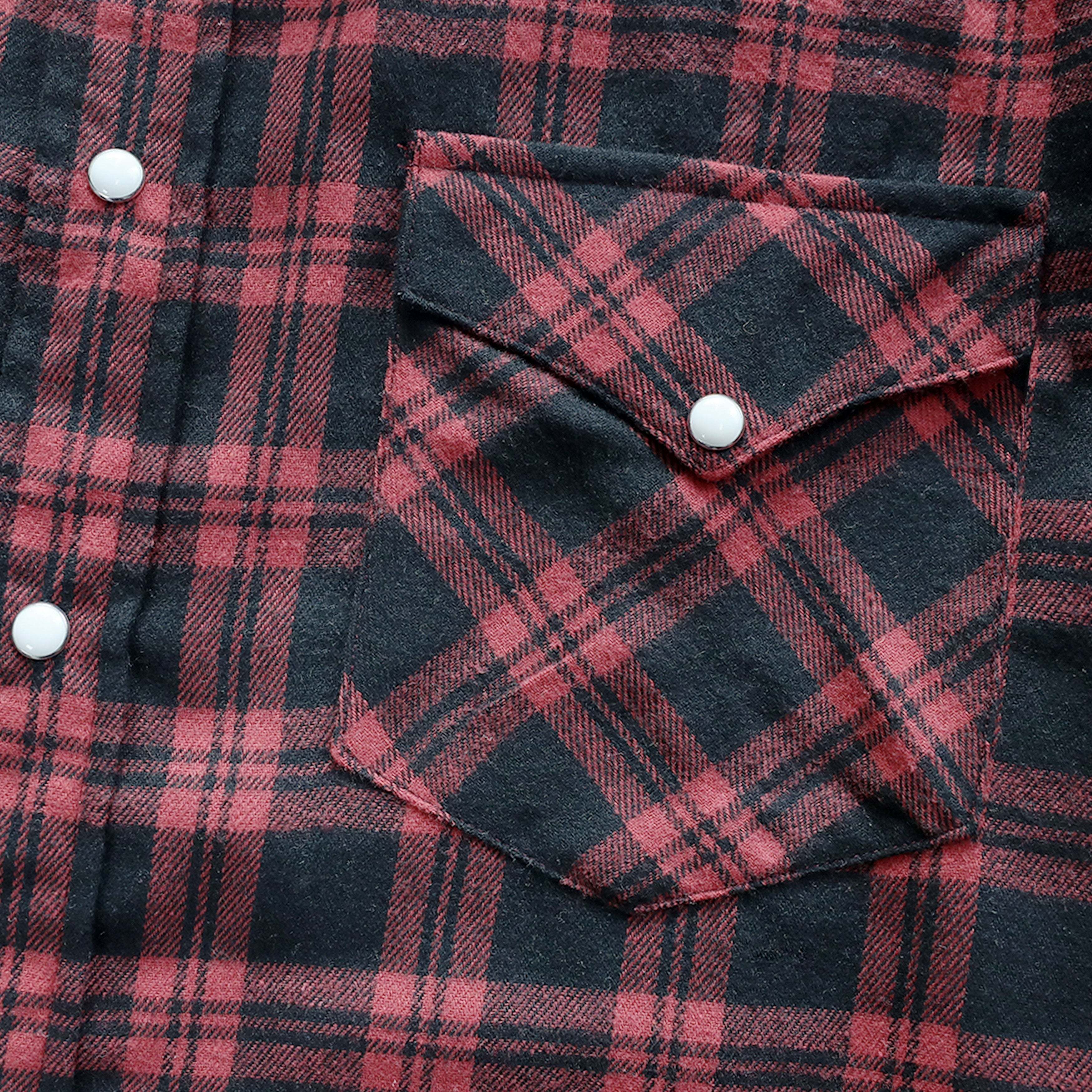 6oz Mens Flannel Long Sleeve Pearl Snap Buttons Western Cowboy Vintage Casual Shirts #2805