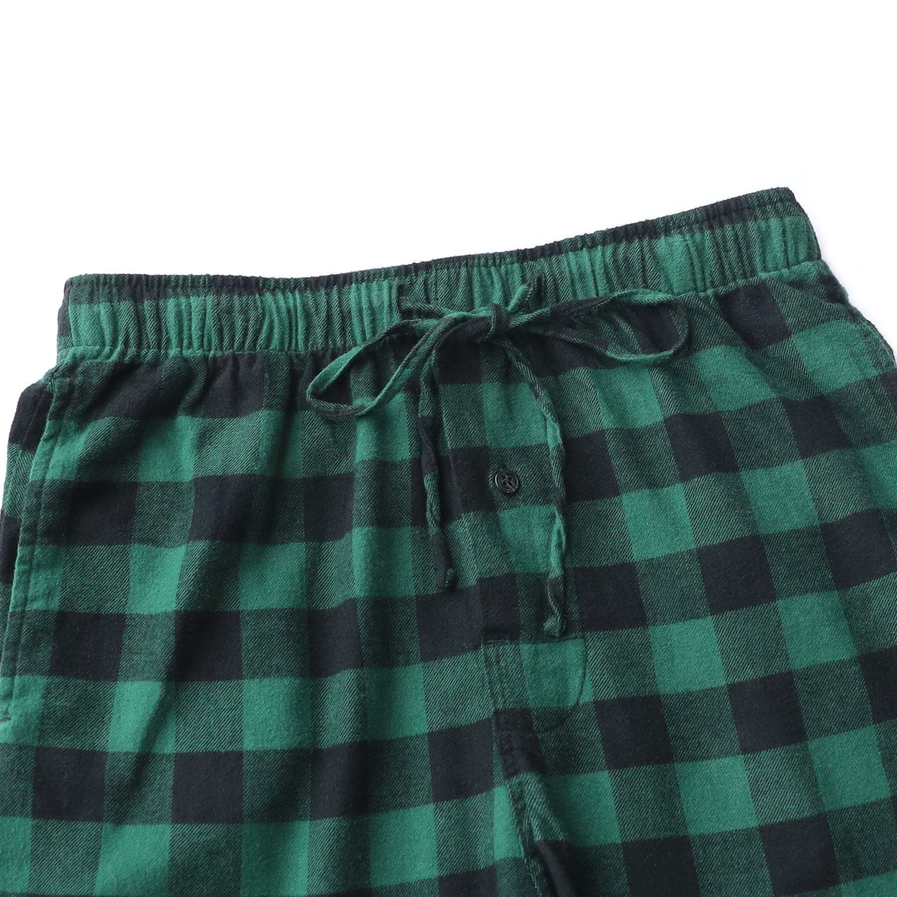 Cotton Flannel Pajama Plaid Sleep & Lounge Pants, PJ Bottoms With Pockets And Button Fly #3008