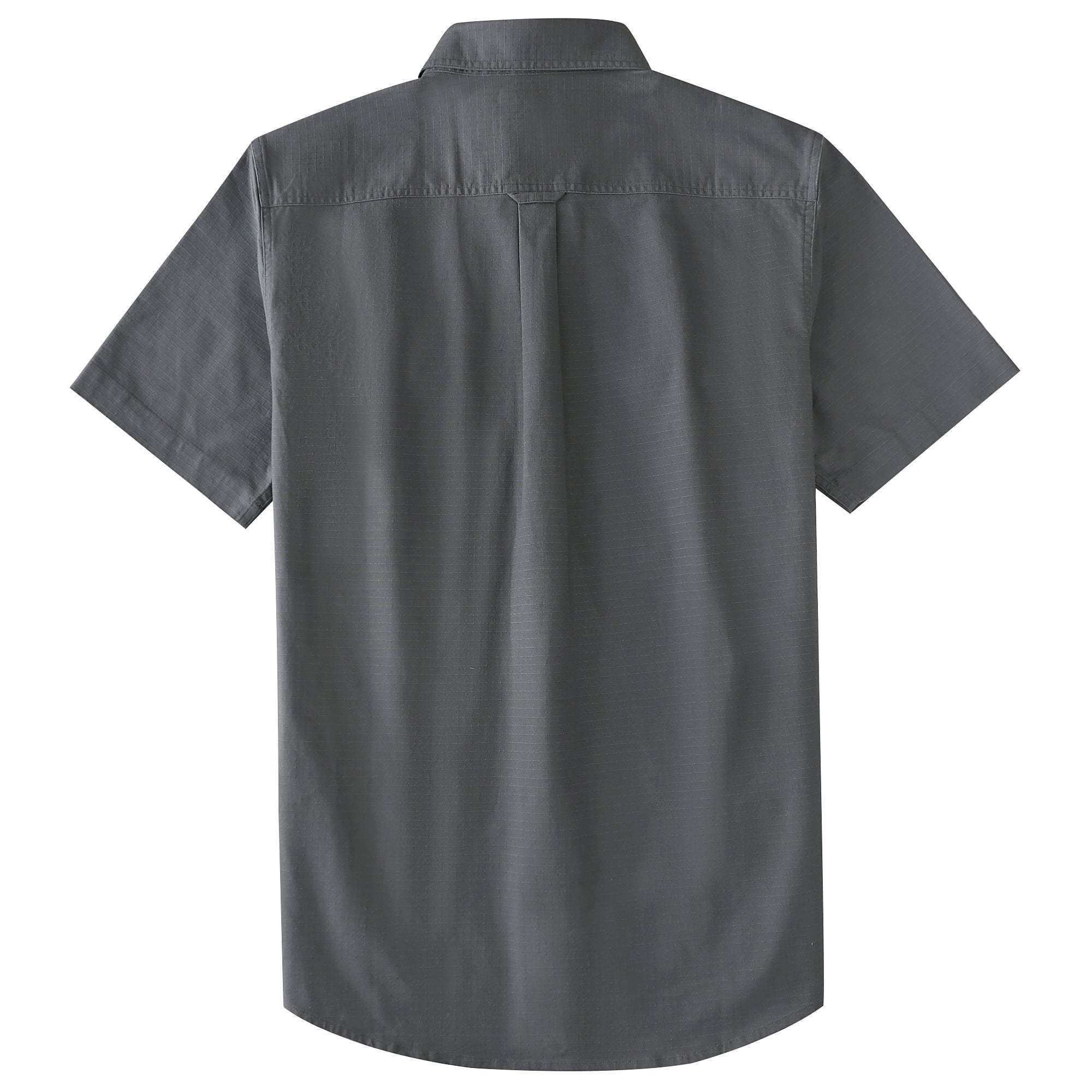 Dubinik? Mens Short Sleeve Button Down Shirts Two Pocket Vintage Mens Work Shirt Charcoal Gray Cotton Mens Shirts Casual with Stretch#0055010