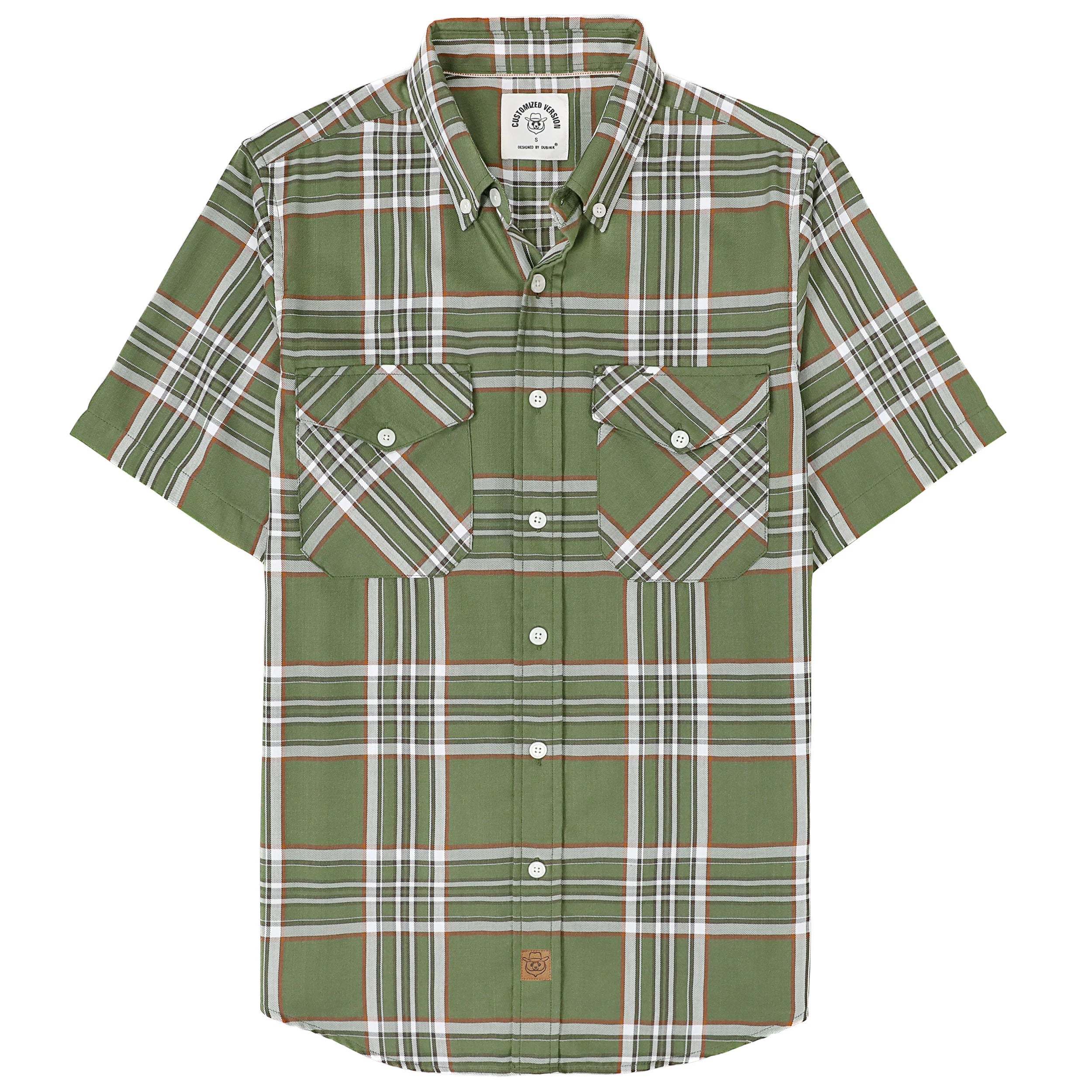 Dubinik? Bamboo Viscose Mens Short Sleeve Button Down Pockets Green Shirts#39301