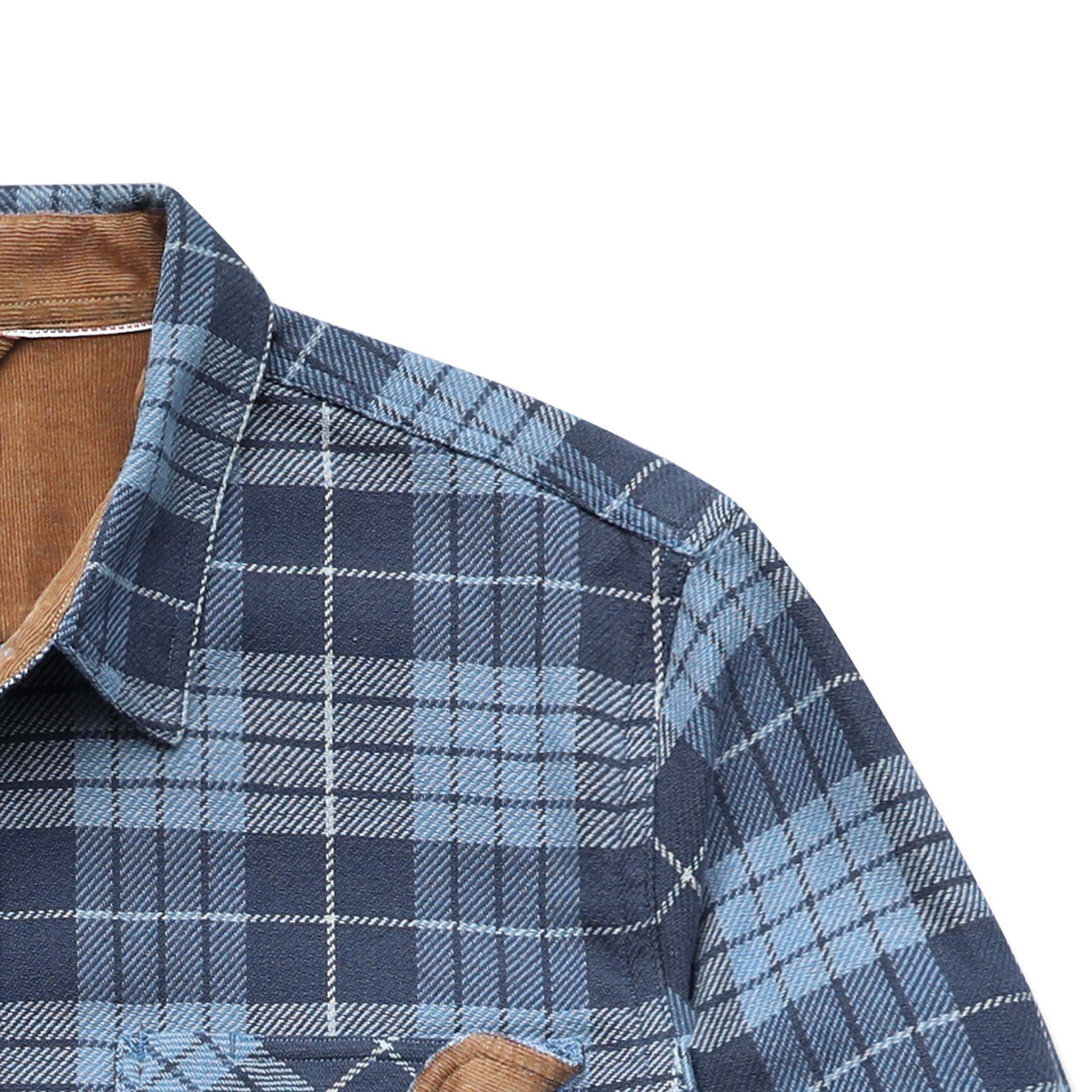 6oz Mens Midweight Flannel Shirts Long Sleeve Casual Button Down Brushed 100% Cotton Shirt#10110