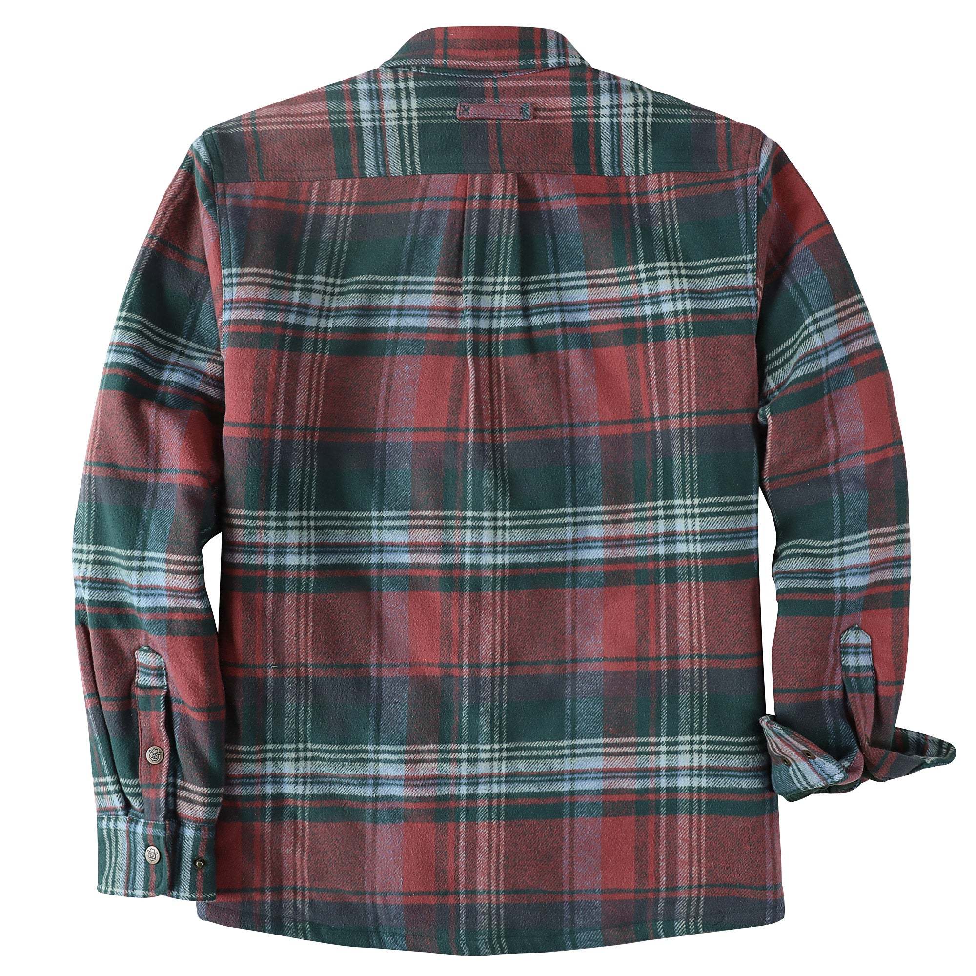 Dubinik? 10.8oz Men’s Overshirt Shacket – Cozy Warm-Lined Green Plaid Flannel, Lightweight Casual Button-Down Long Sleeve Jacket #0181014