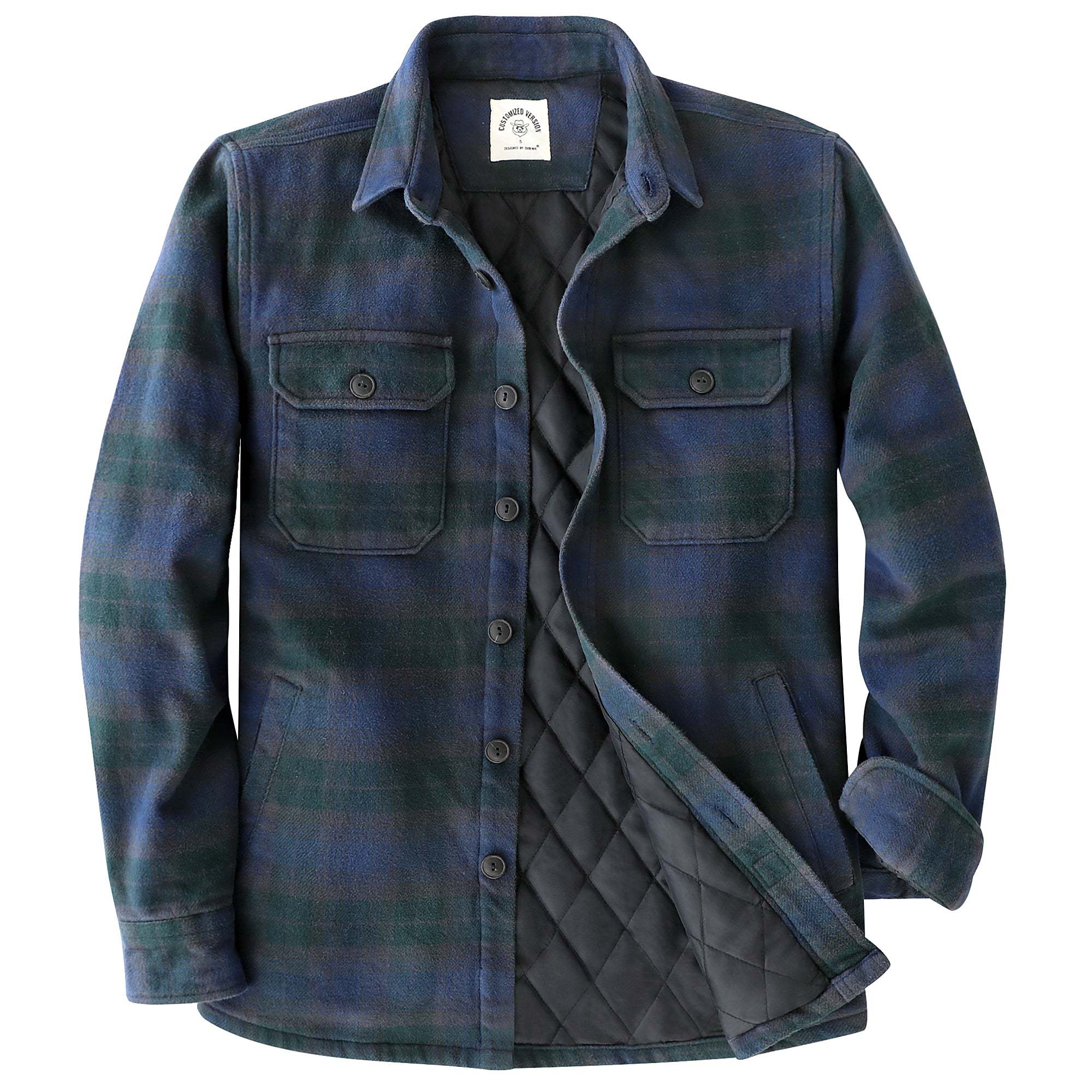 Dubinik? 10.8oz Mens Shacket Flannel Warm Lined Coats Lightweight Jacket Casual Plaid Flannel Shirt For Men Long Sleeve Button Down#0182012