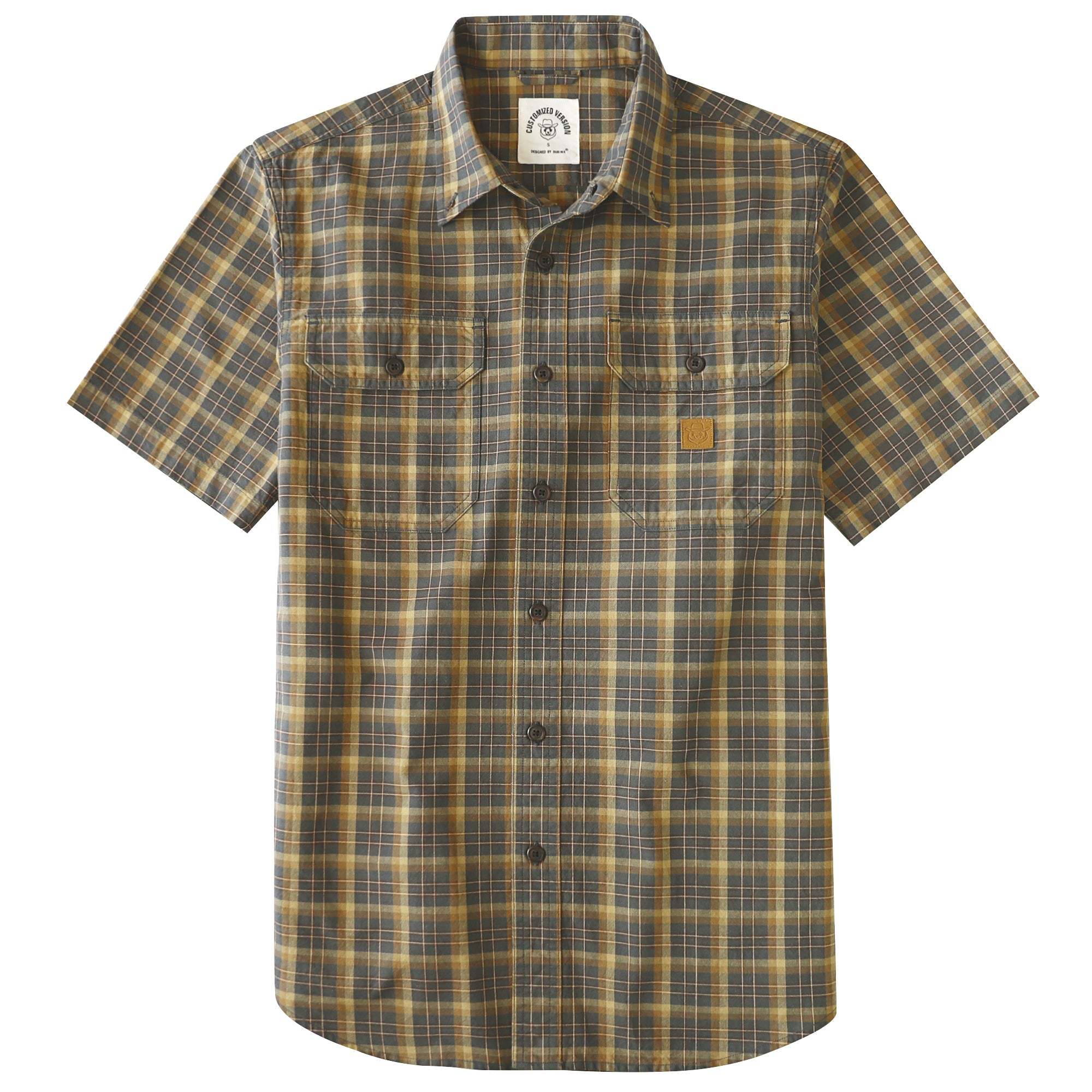 Dubinik? Men’s Short Sleeve Button-Down Shirt, Double Pockets, Casual Workwear Plaid#10176