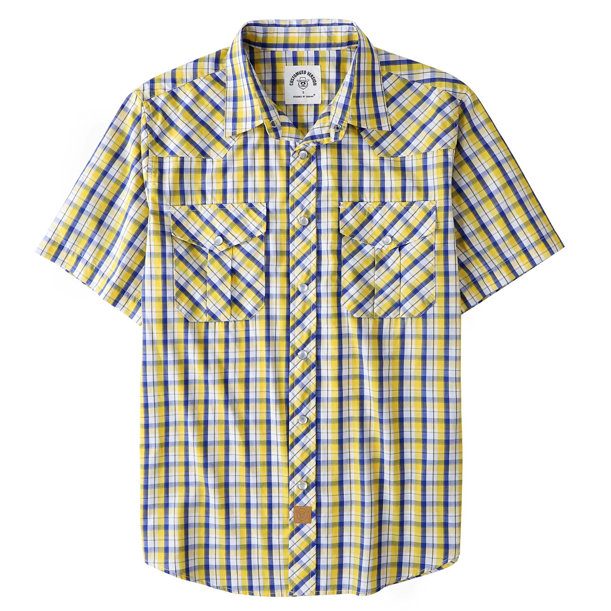 Dubinik? Western Shirts for Men Short Sleeve Plaid Pearl Snap Shirts for Men Button Up Shirt Cowboy Casual Work Shirt#41012